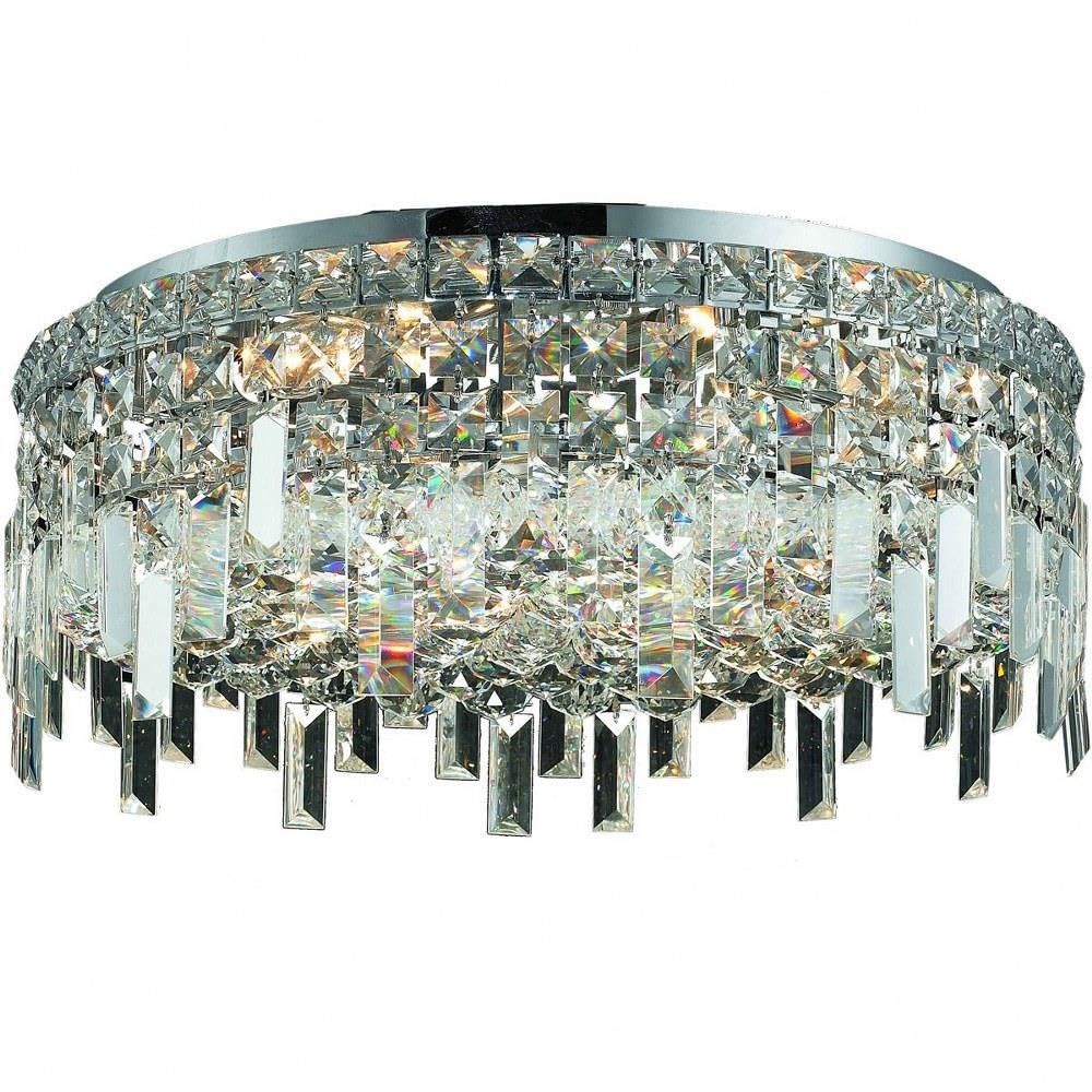 Maxime 6 light Chrome Flush Mount Clear Royal Cut Crystal