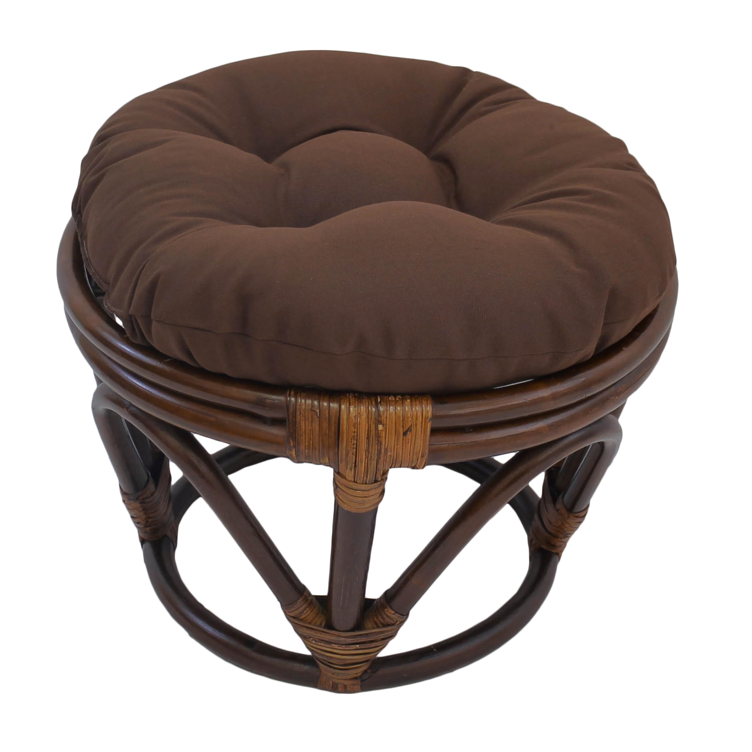 18-inch Round Solid Twill Tufted Footstool Cushion - Chocolate