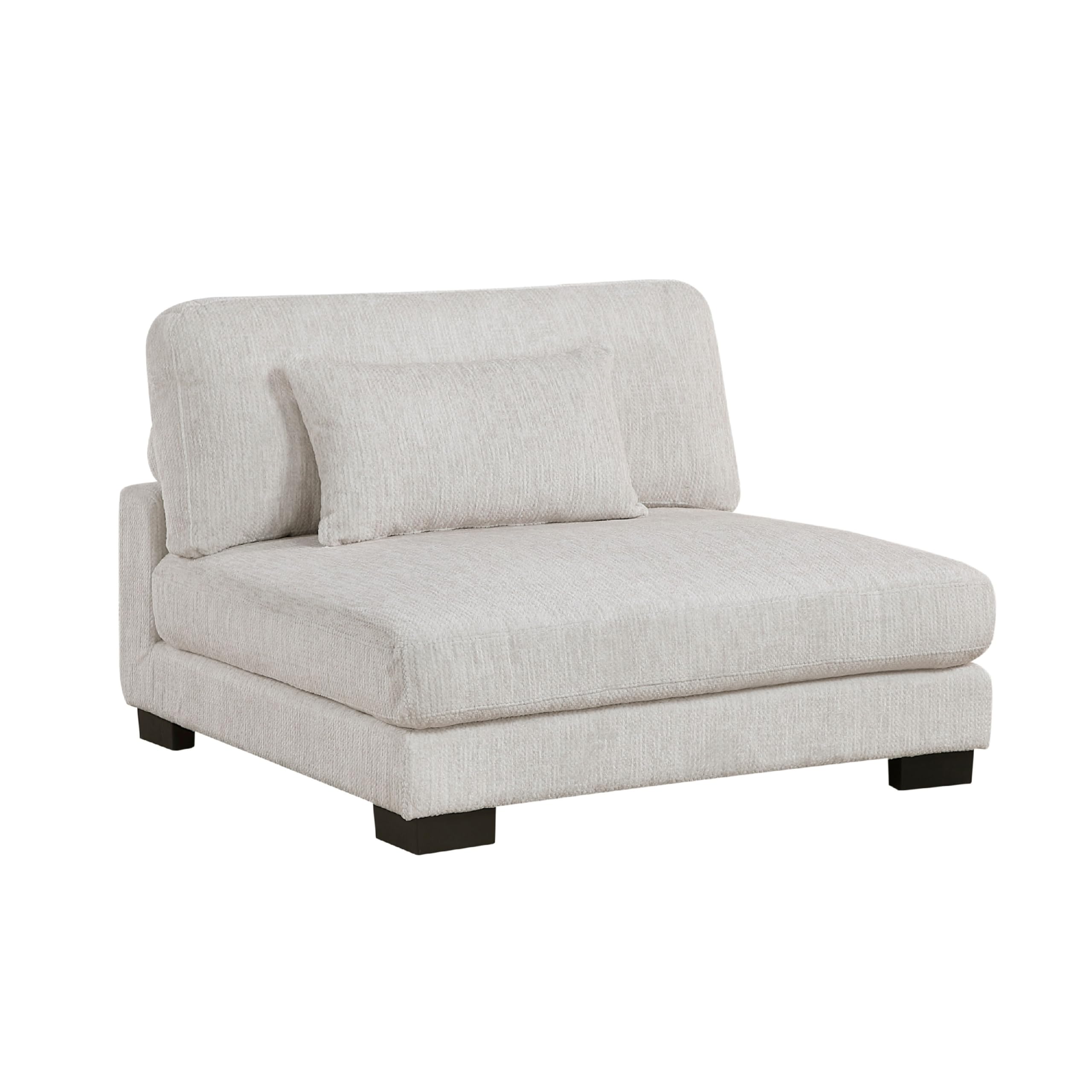 Liny Modular Armless Chair, 1 Pillow, Beige Microfiber, Black