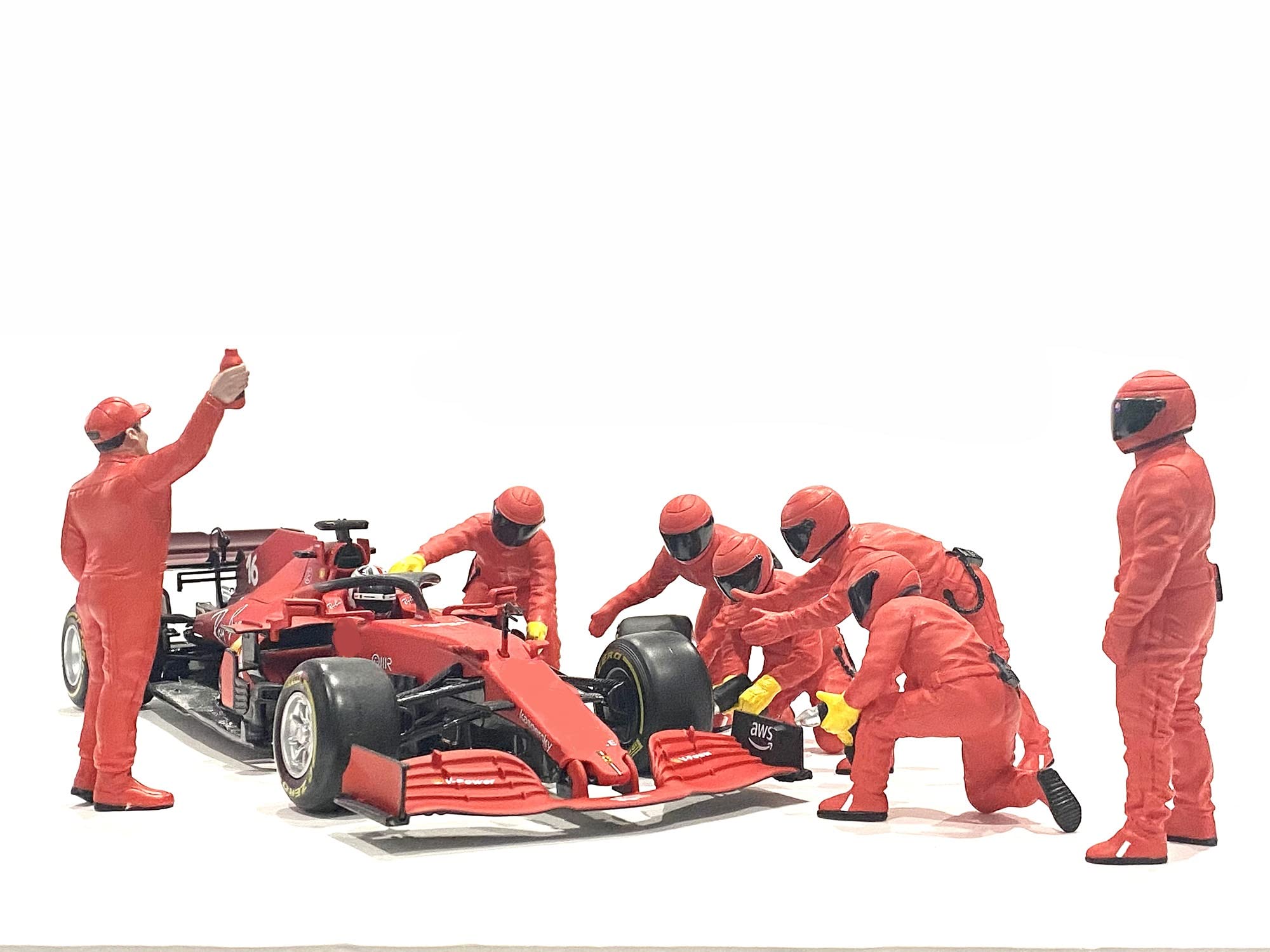 Formula One F1 Pit Crew 7 Figure Set Team Red Release III for 1/18 Scale Models by American Diorama