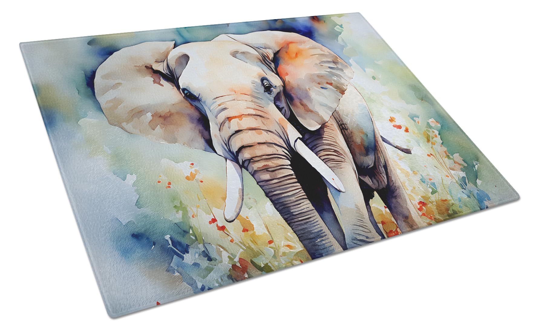 Carolines Treasures DAC2908LCB Elephant Glass Cutting Board Large Decorative Tempered Glass Kitchen Cutting and Serving Board Large Size Chopping Board