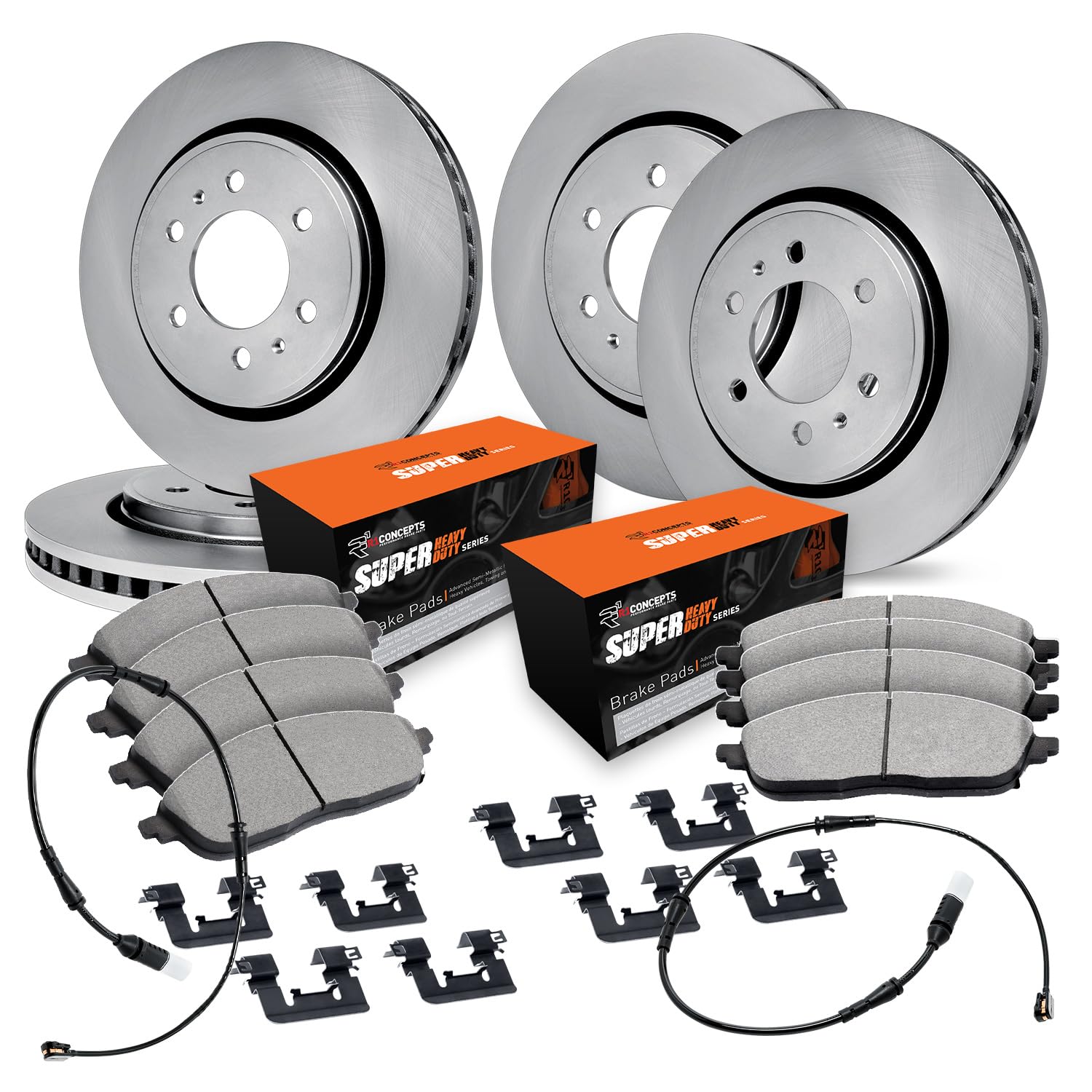 R1 Concepts Disc Brake Rotor Set with Super Duty Pads, Sensor, and Hardware WFXS2-40037