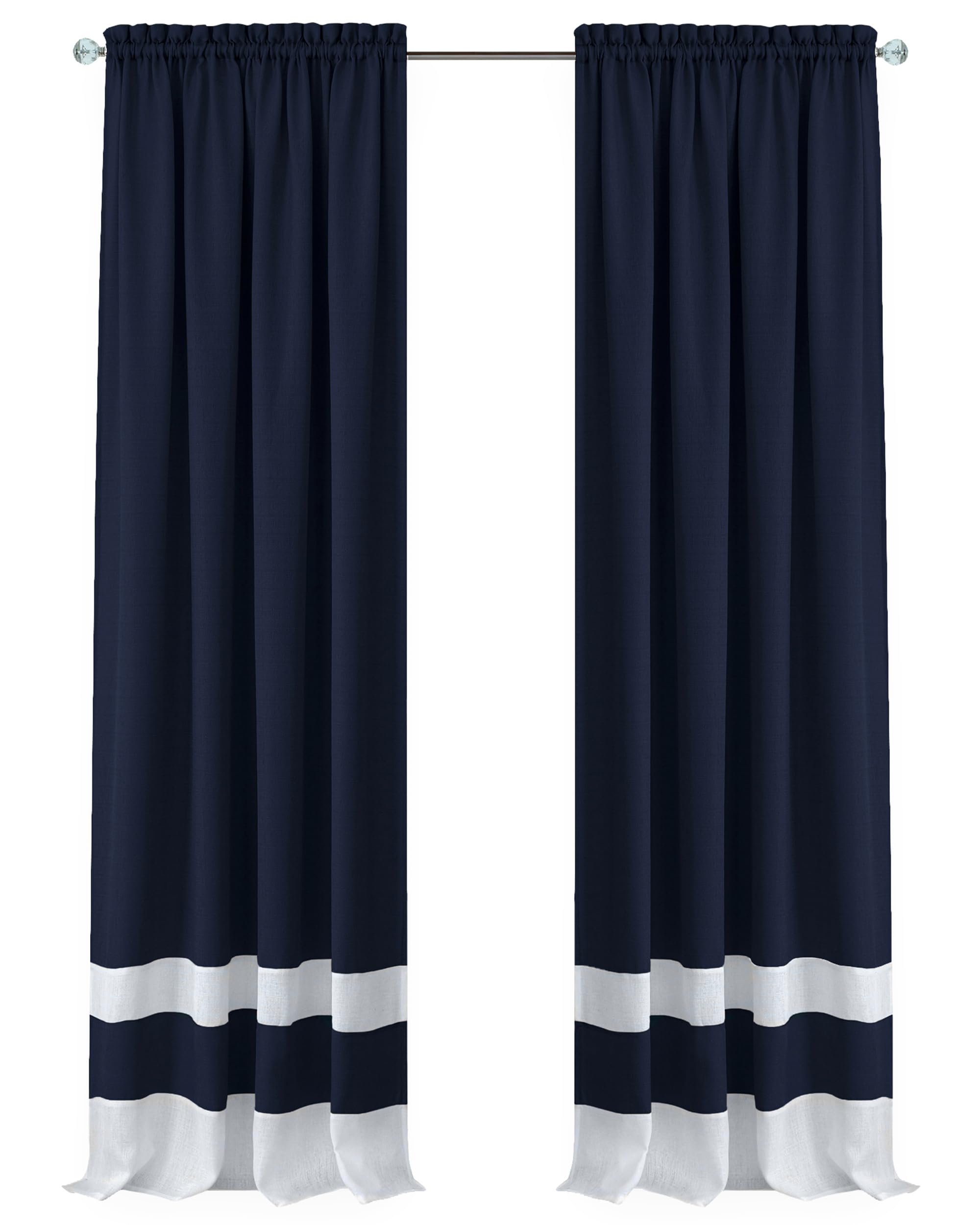 Darcy Rod Pocket Window Curtain Panel - 52x63 - Navy/White