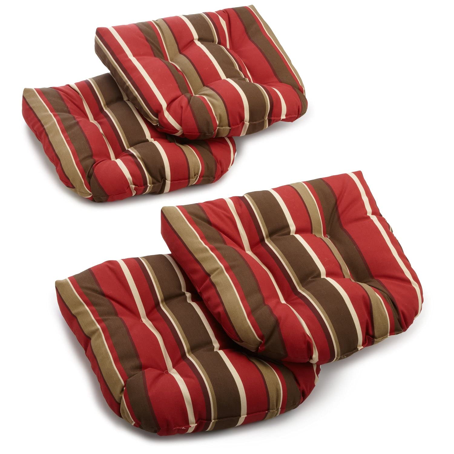 19-inch U-Shaped Spun Polyester Outdoor Tufted Dining Chair Cushions (Set of 4) - Monserrat Sangria