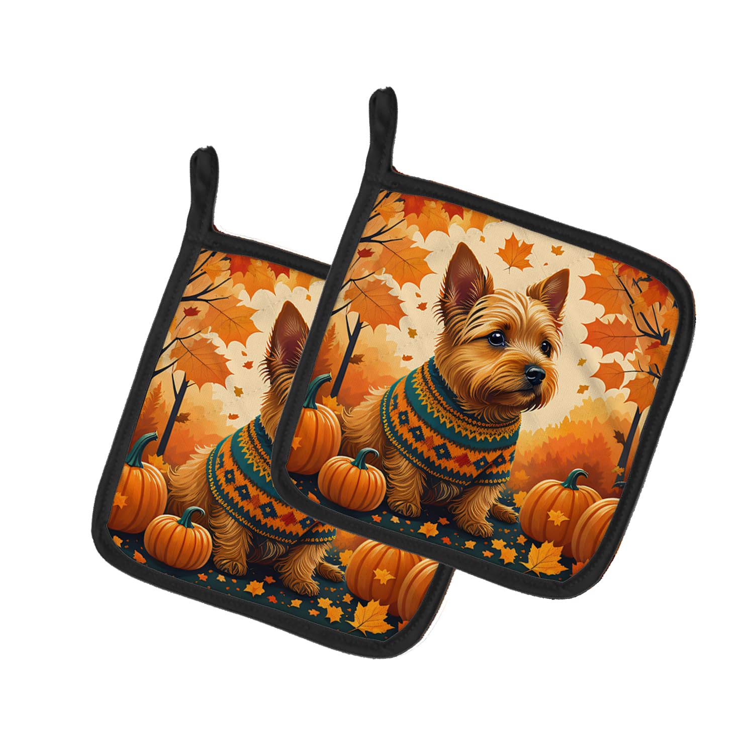 Norwich Terrier Fall Pair of Pot Holders