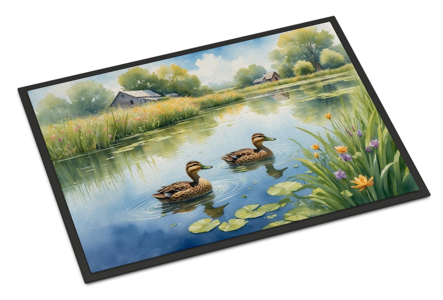 Carolines Treasures Mother Duck Doormat Front Door Mat Indoor Outdoor Rugs for Entryway, Non Slip Washable Low Pile, 18H X 27W