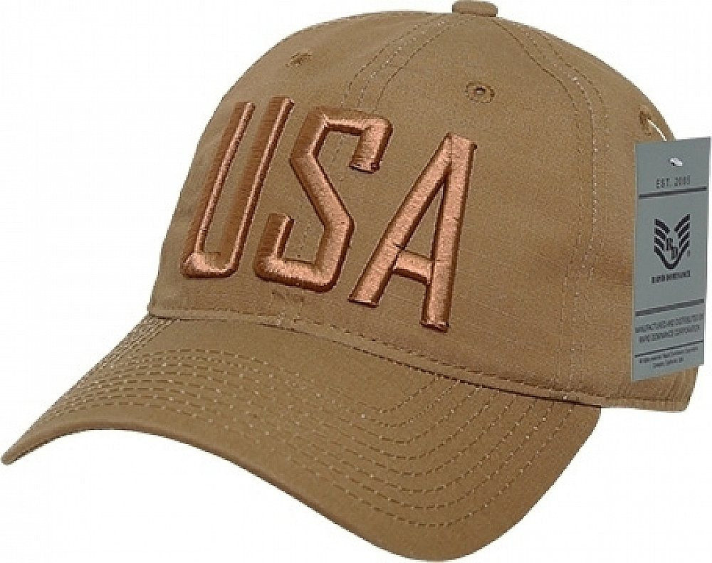 Relaxed Ripstop Cap, USA Text, Coyote