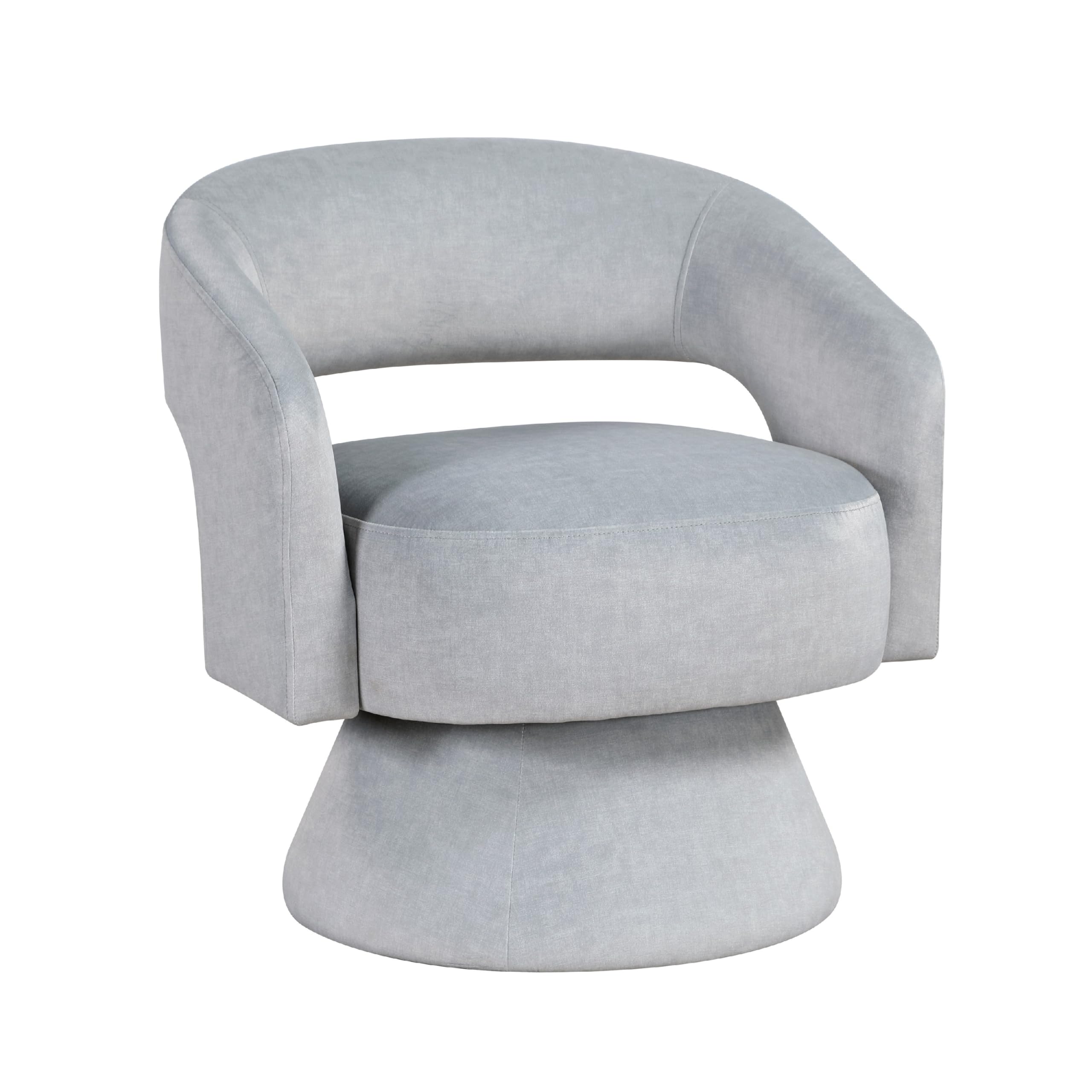 Lessa Swivel Accent Chair, Light Gray, Round Base, Soft Foam Cushion