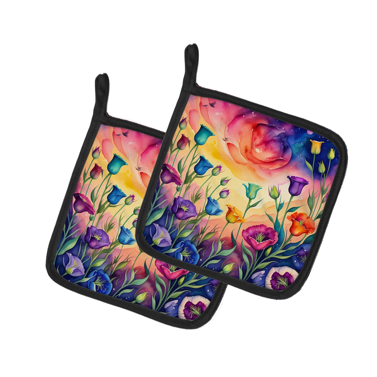 Colorful Lisianthus Pair of Pot Holders