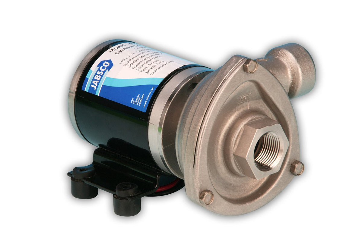 Jabsco 50840-0012 Marine High Flow Low Pressure Cyclone Centrifugal Pump, 29.7 Gpm, 12 Volt, Black