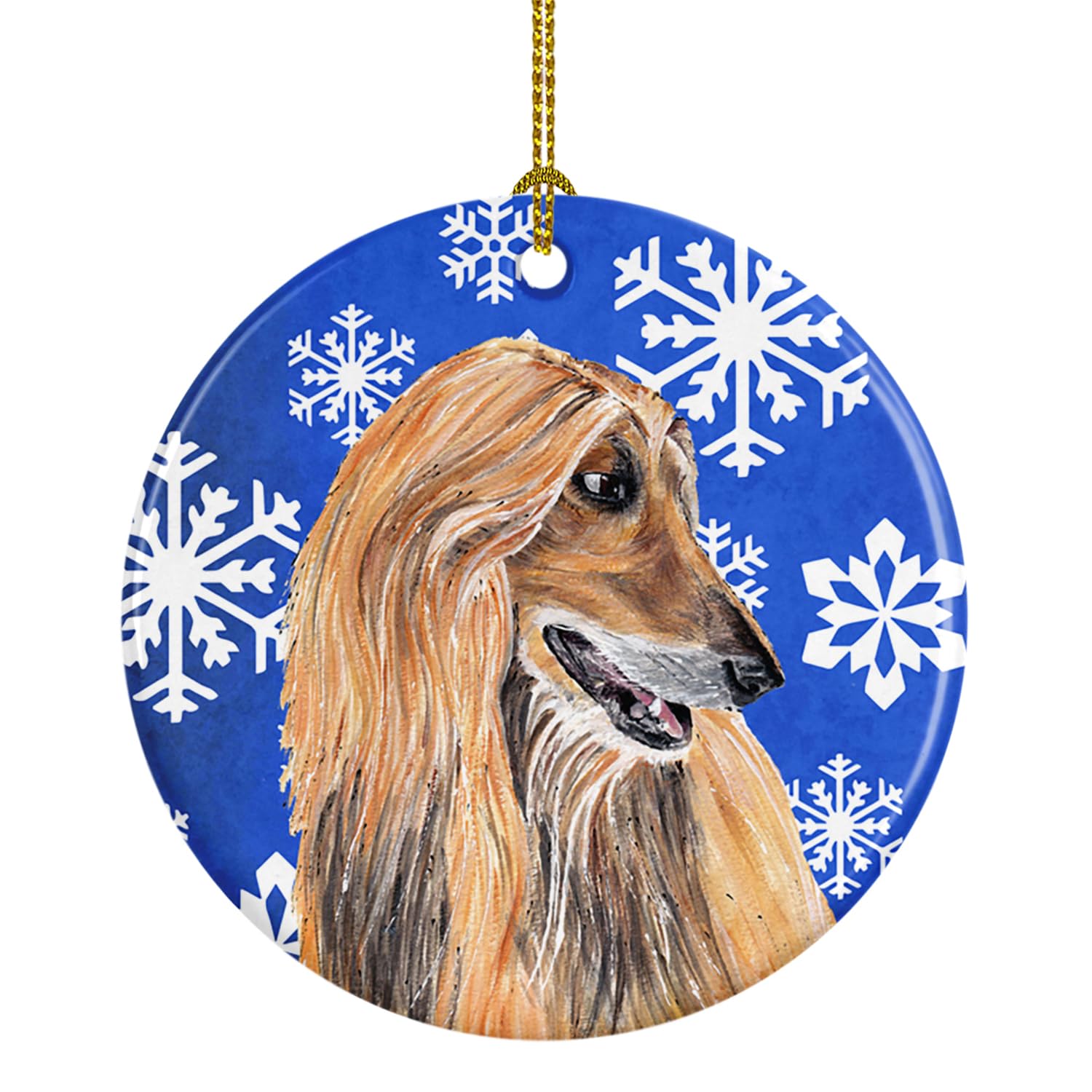 Afghan Hound Winter Snowflakes Holiday Ceramic Ornament SC9499CO1