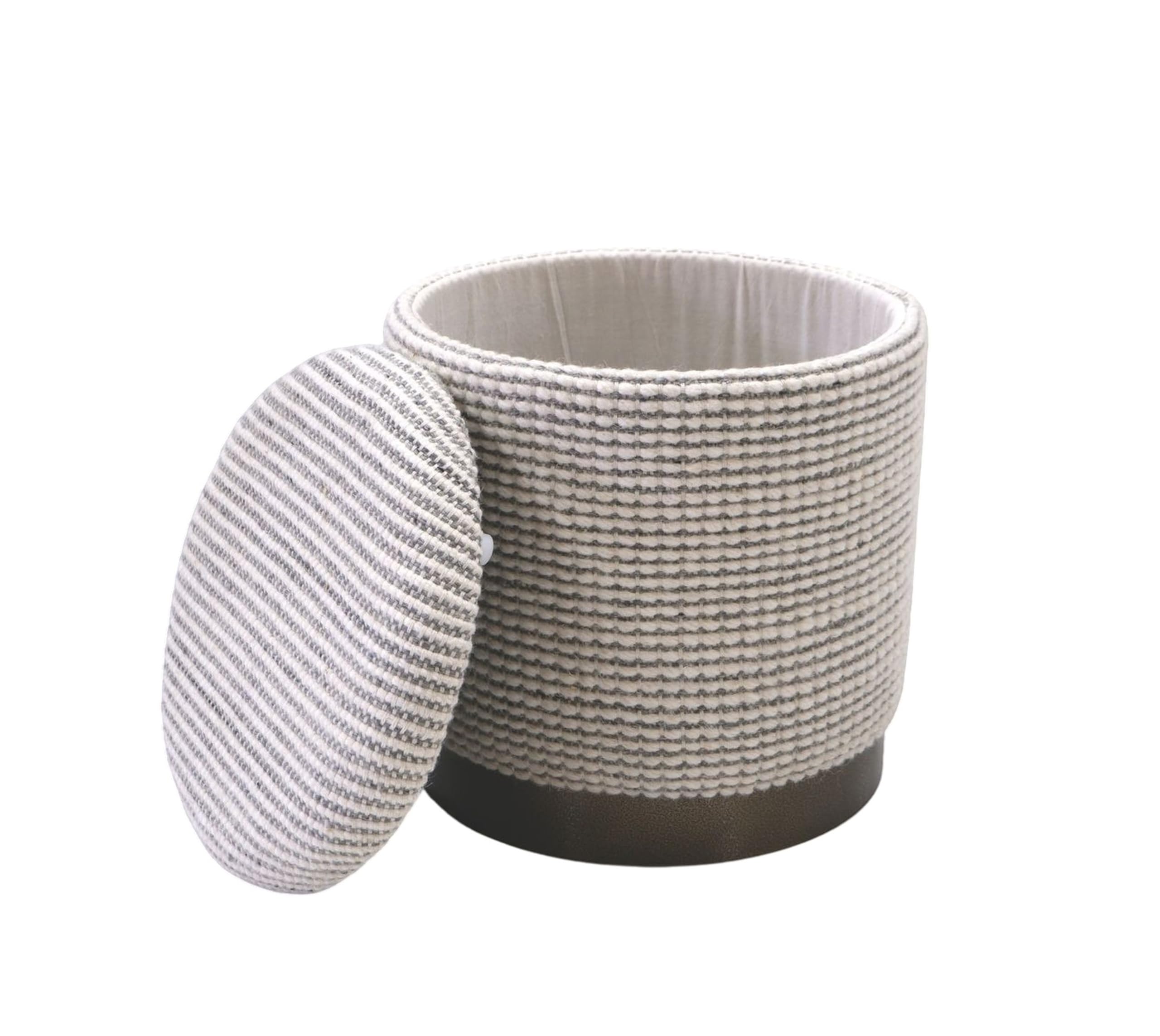 Handwoven Kratus Hammered Metal Storage Ottoman