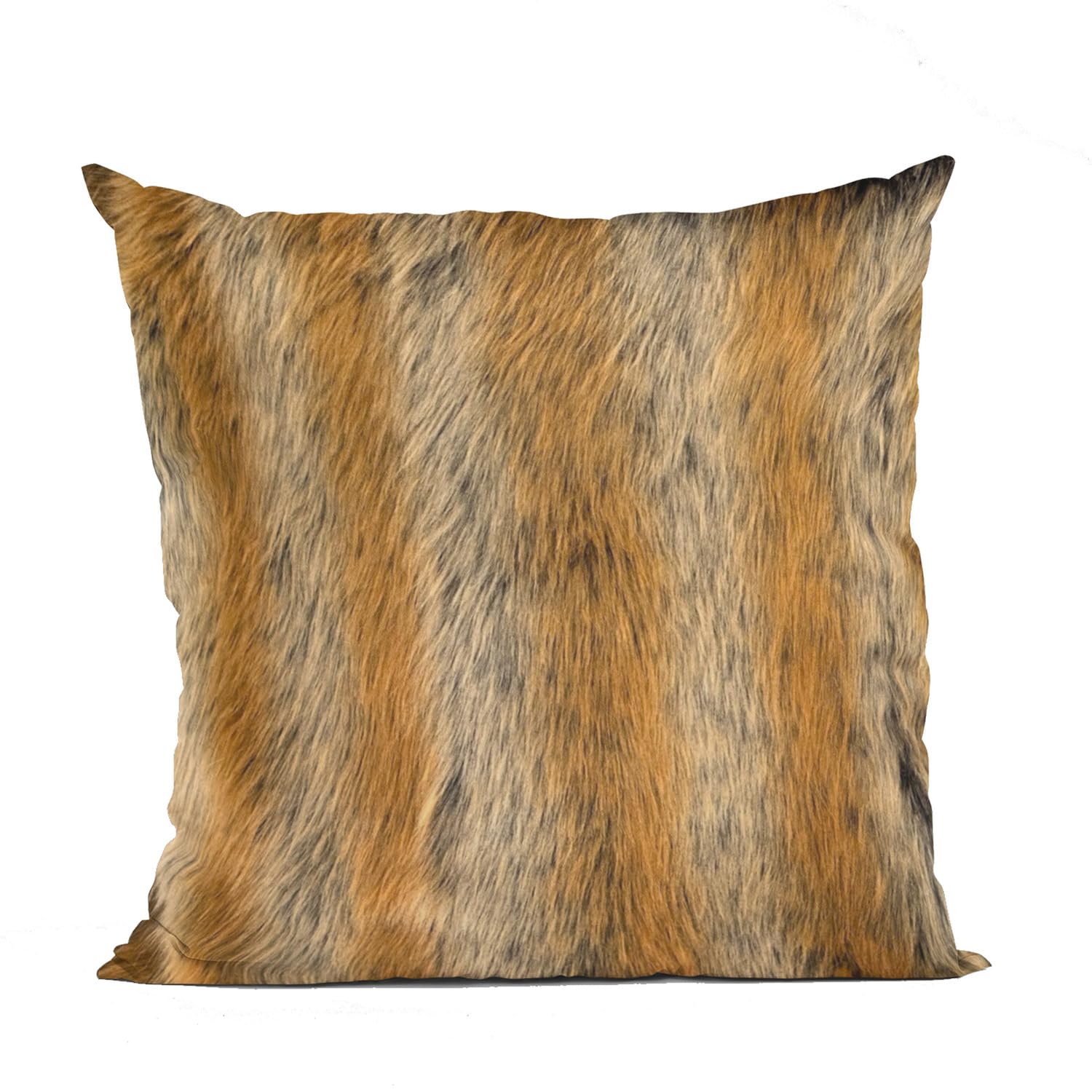 Plutus Brown Gold Chinchilla Animal Faux Fur Luxury Throw Pillow - Double sided  18 x 18”