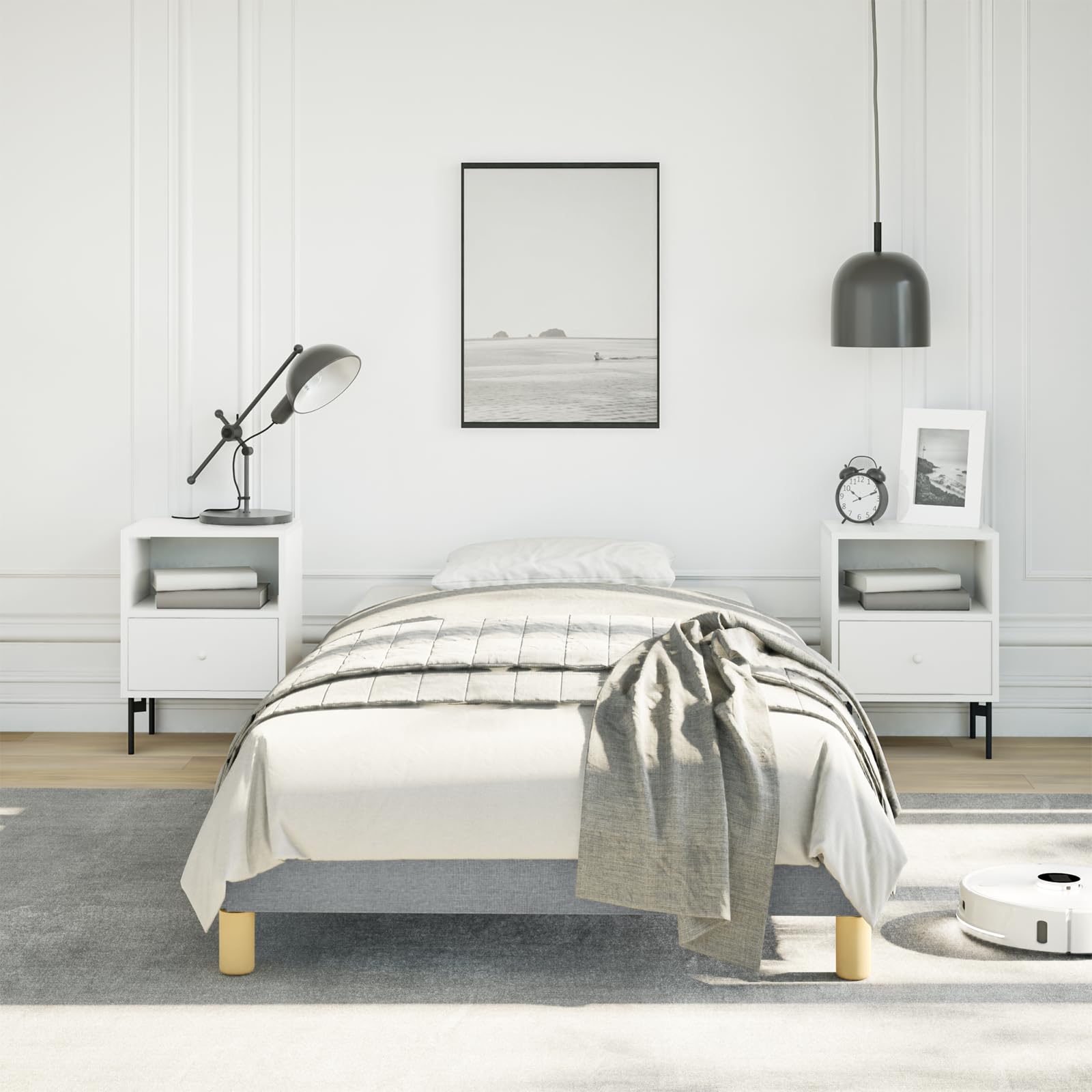 vidaXL Bed Frame Light Gray 39.4x79.9??Twin XL Fabric
