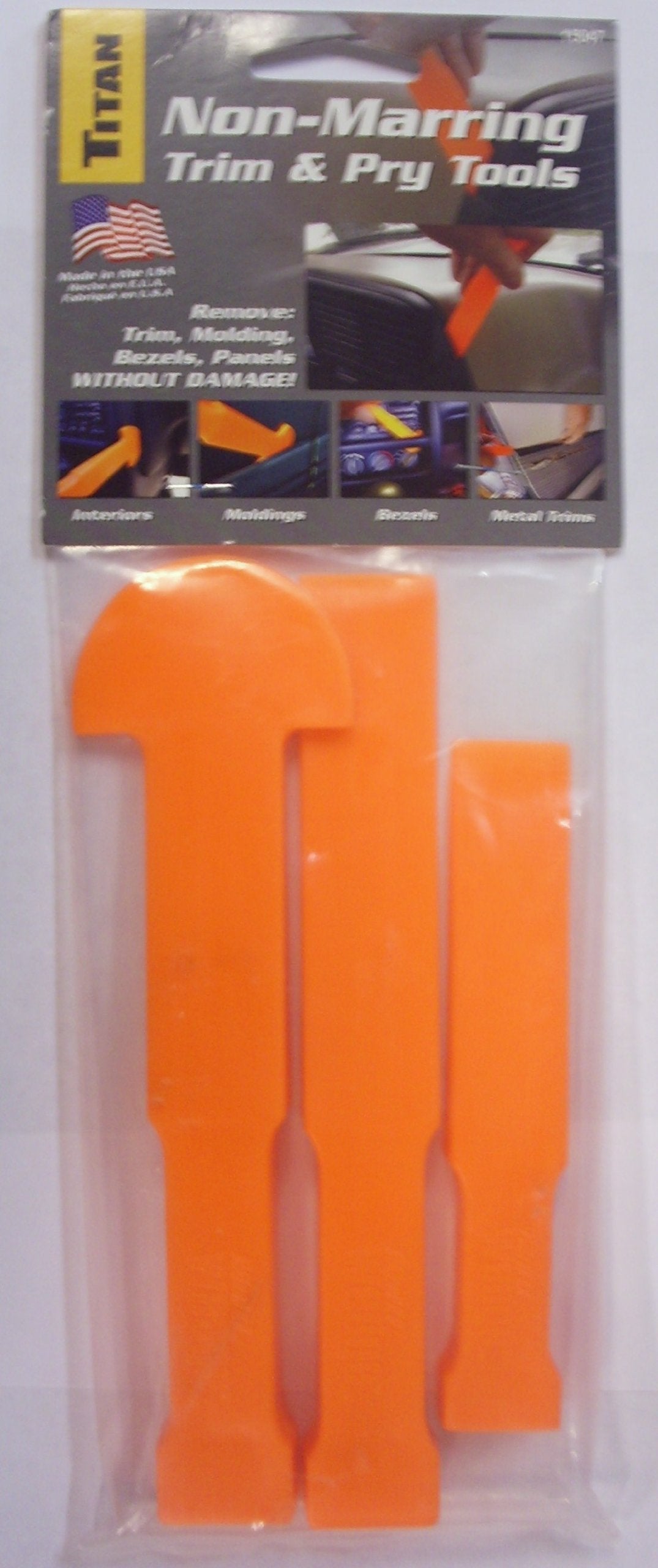 TITAN 15047 - 3 PIECE NON-MARRING TRIM & PRY TOOL SET FOR PRYING APART DELICATE MATERIALS & REMOVING DECALS