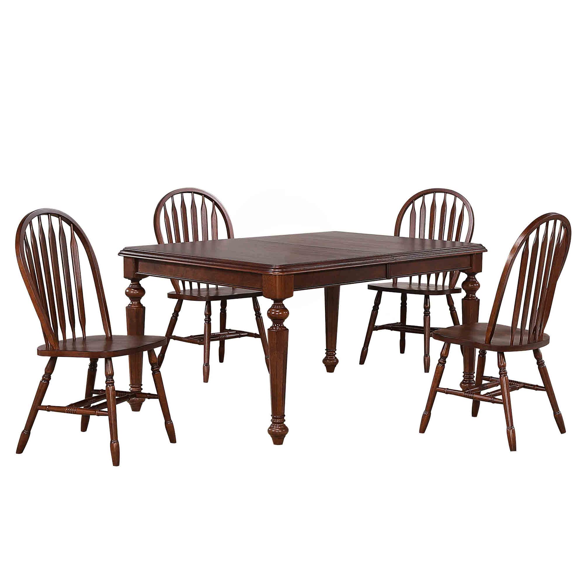 Sunset Trading Andrews 5 Piece 76 Rectangular Extendable Butterfly Dining Table Set | Chestnut Brown Wood | Seats 8"