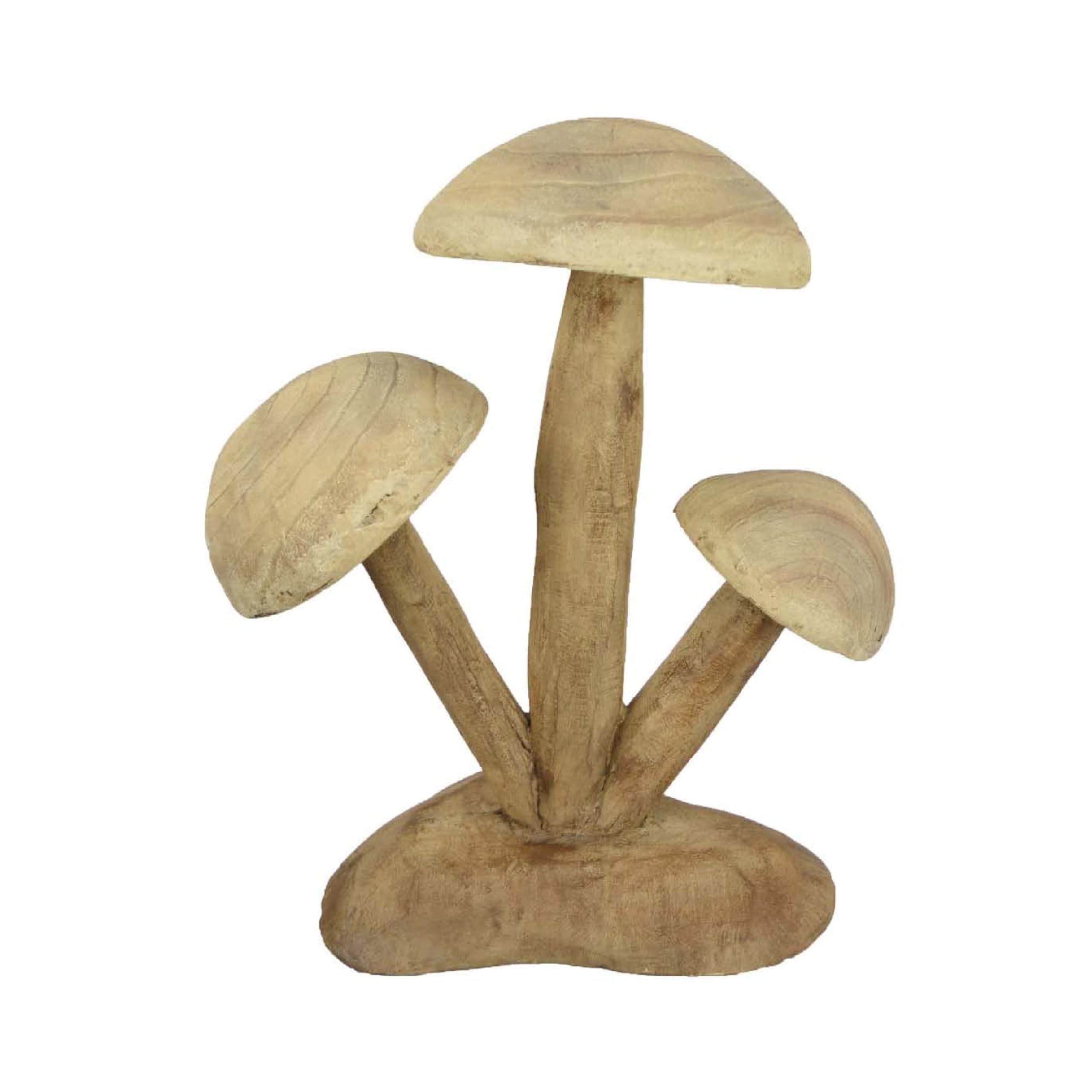 Sarah Outdoor Accent Decor, 3 Mushroom Sculpture, Natural Brown Resin