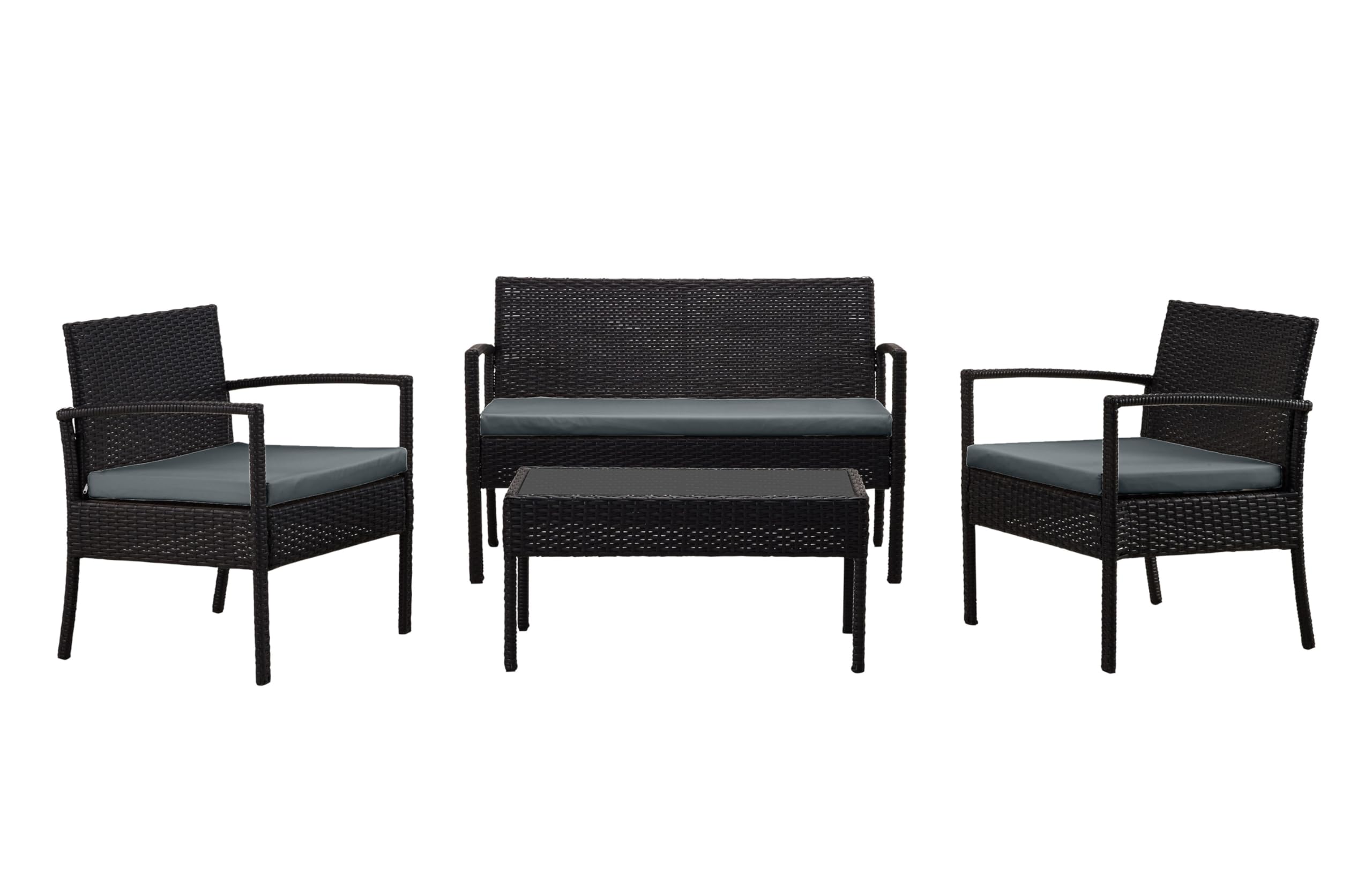 Noli Patio 4-Person Conversation Set with Coffee Table with Grey Cushions