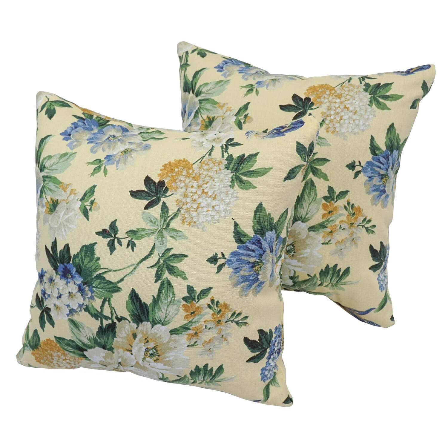 Blaziing Needles 17-inch Outdoor Spun Polyester Throw Pillows (Set of 2) - Blossom Crme