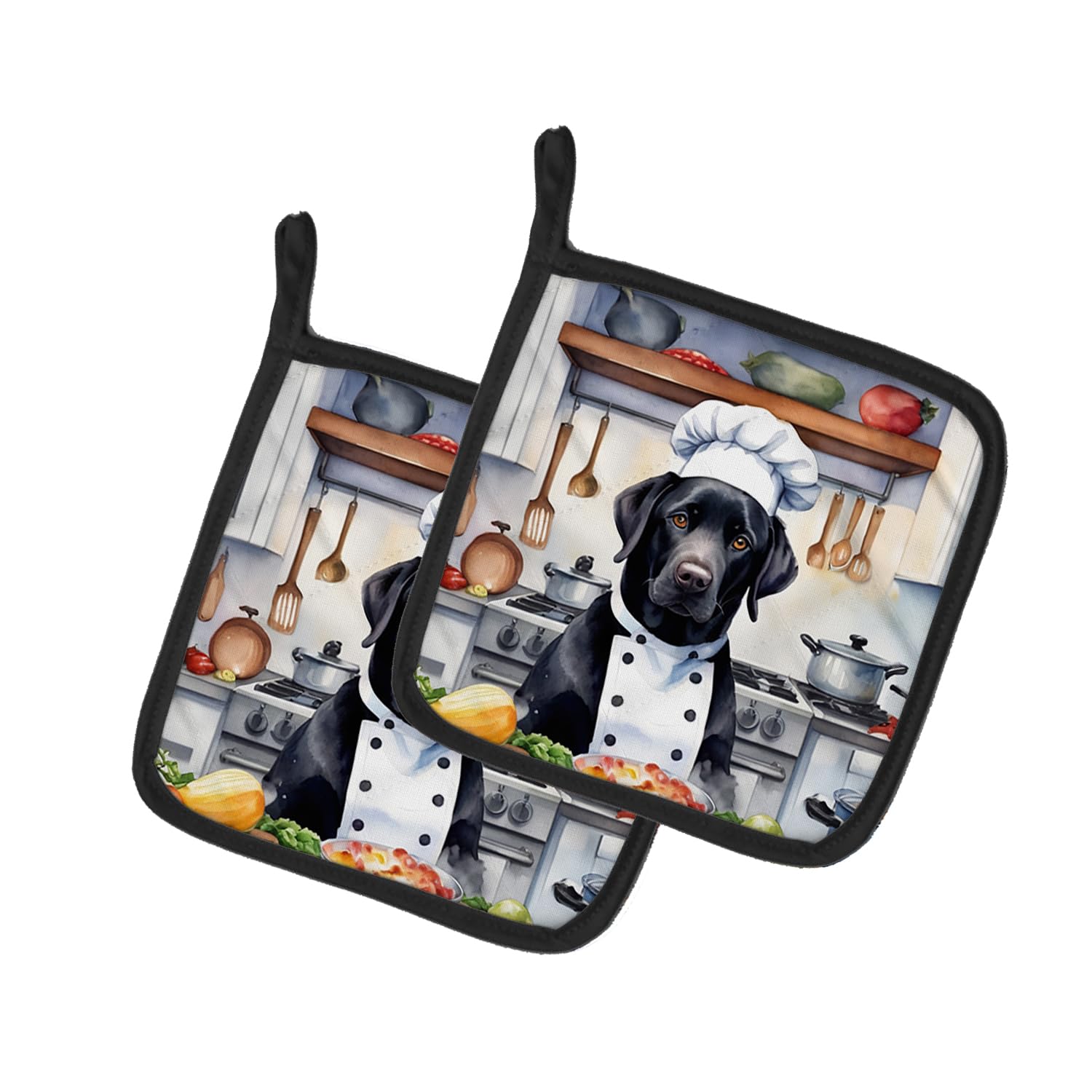 Black Labrador Retriever The Chef Pair of Pot Holders