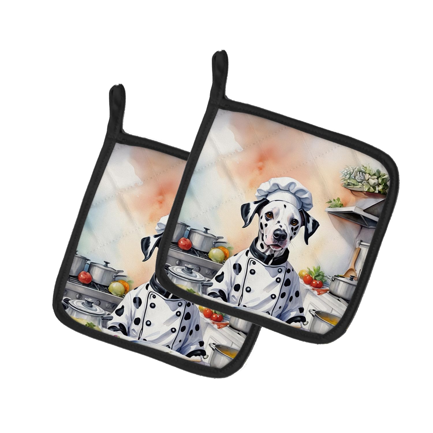 Dalmatian The Chef Pair of Pot Holders