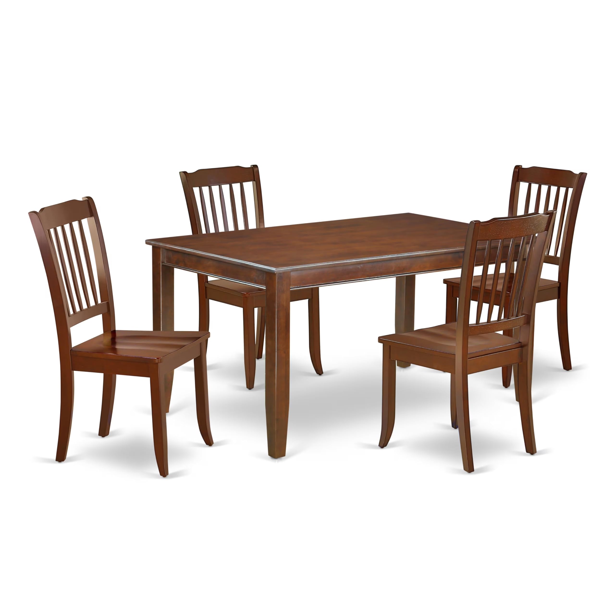 DUDA5-MAH-W 5PC Rectangular 60 inch Table and 4 vertical slatted Chairs