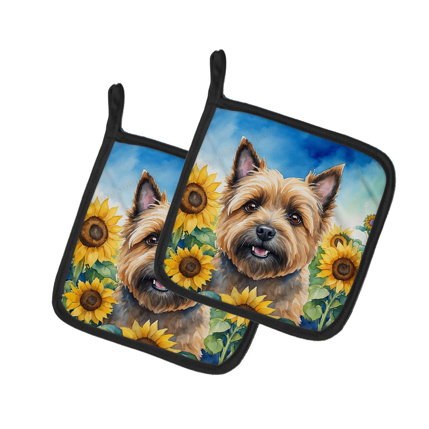 Cairn Terrier in Sunflowers Pair of Pot Holders