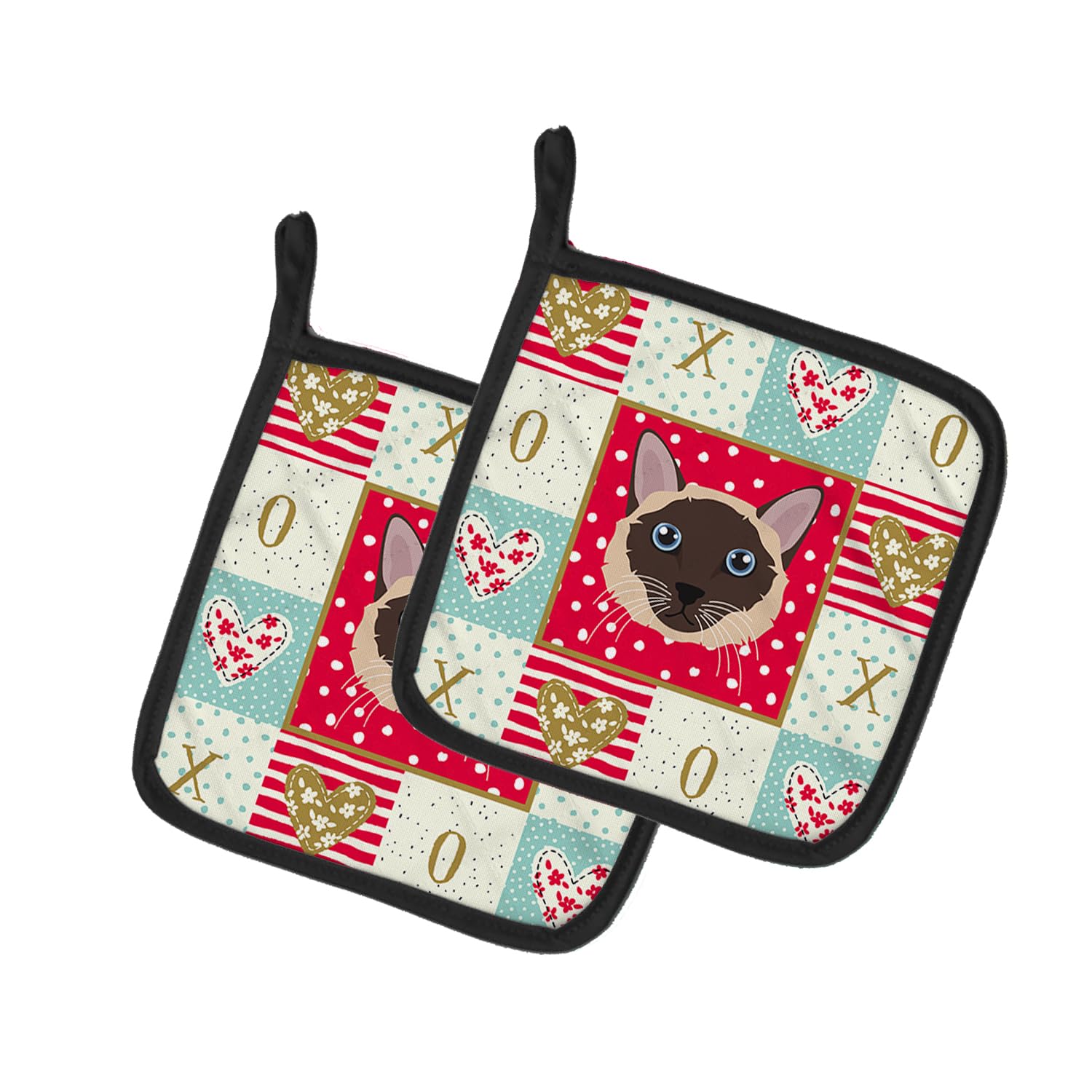 Siamese Traditional Cat Love Pair of Pot Holders