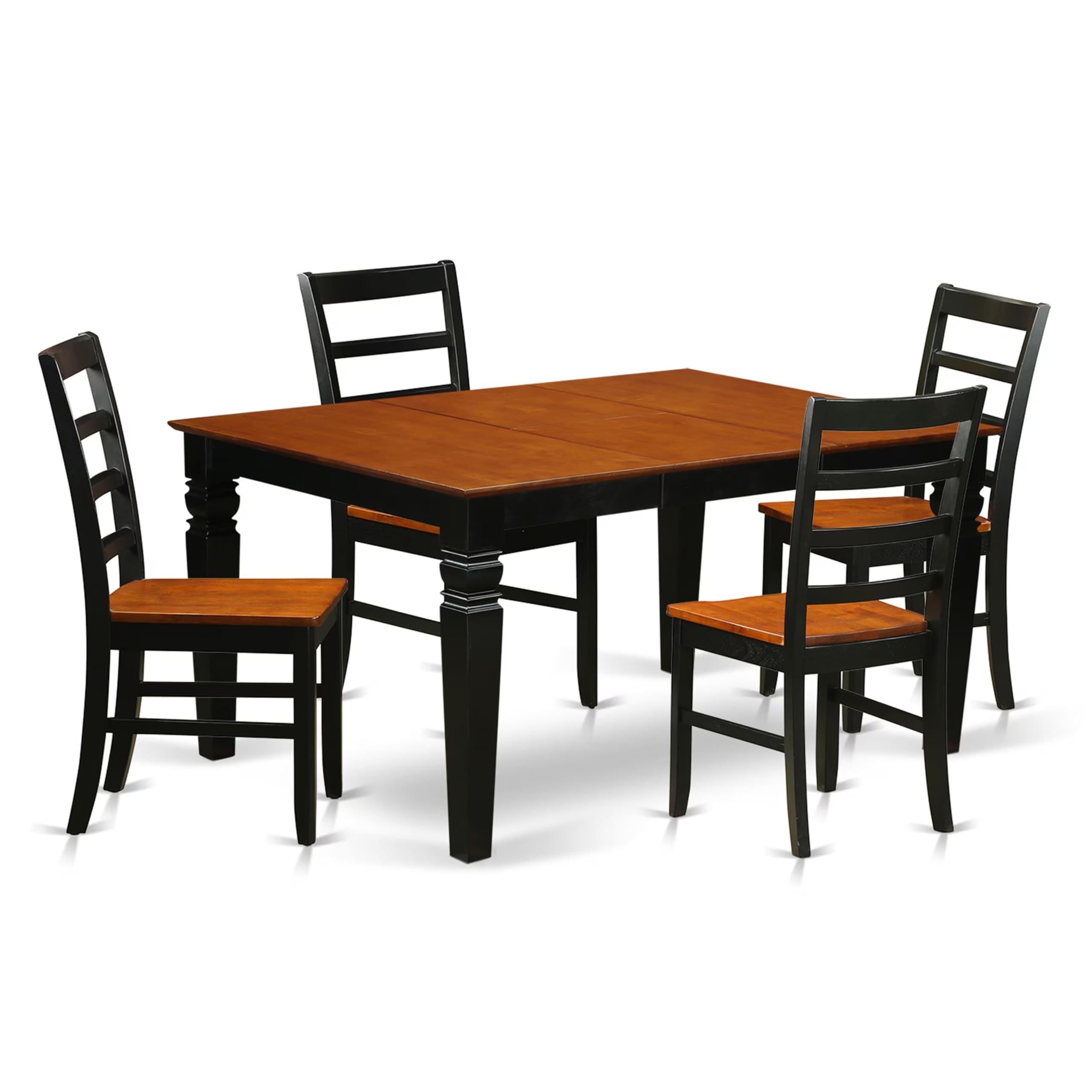 5  Pc  Dinette  set  with  a  Dining  Table  and  4  Wood  Dining  Chairs  in  Black
