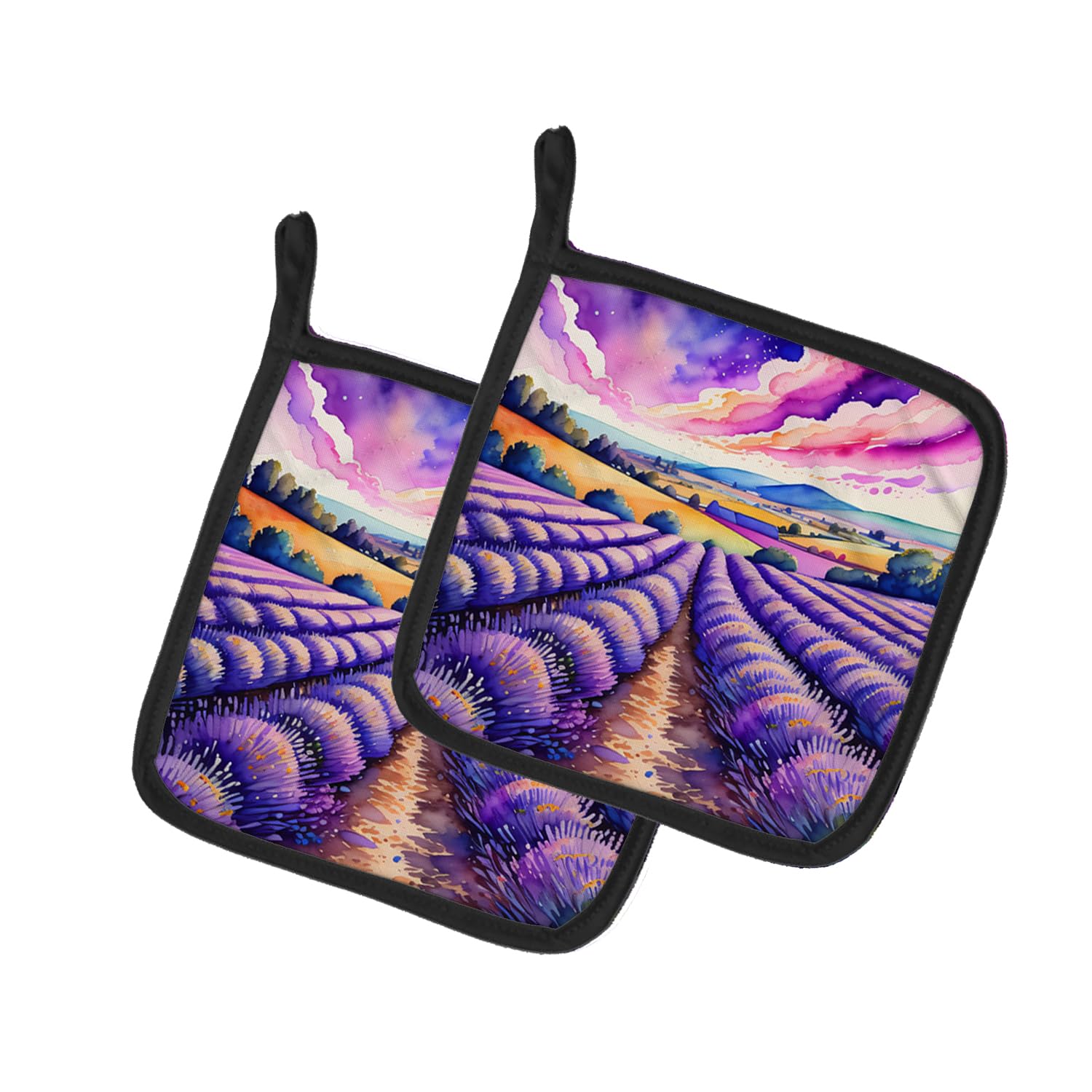 Colorful English Lavender Pair of Pot Holders