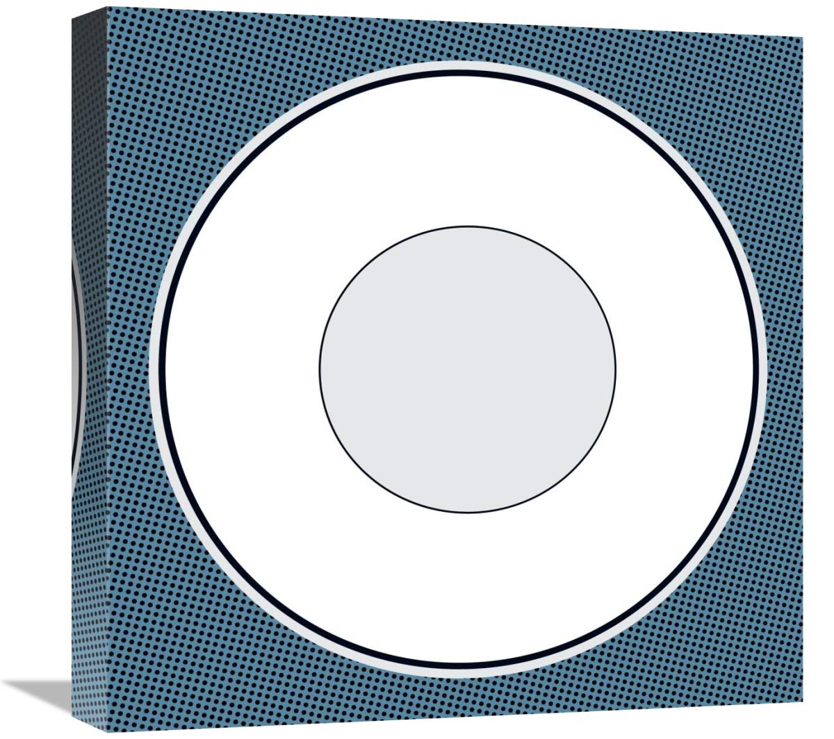 Mealtime: White on Blue with Dots - Plate-Canvas Art-18x18”
