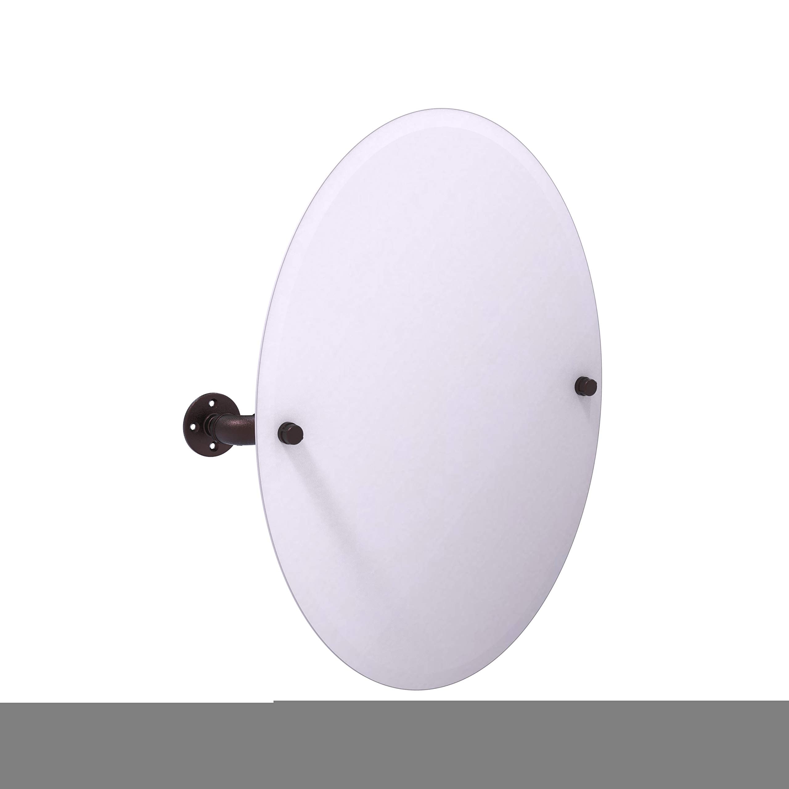 Pipeline Collection Frameless Oval Wall Mounted Tilt Mirror - Antique Bronze