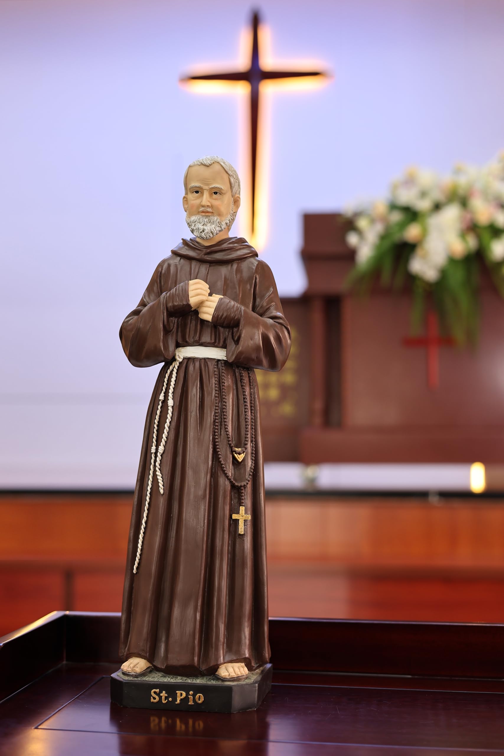 Hi-Line Gift Ltd 81727-24 24 in St. Padre Pio Figure Statue Religious Decor Indoor/Outdoor