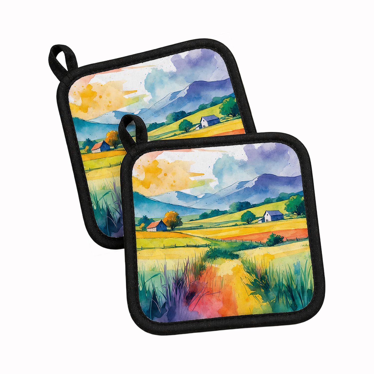 Carolines Treasures Gay Pride in Rural Spaces Pot Holder Set of 2 Heat Resistant Quilted Hot Pads 7.5 x 7.5 Inch, Insulated Kitchen Trivets for Cooking & Baking