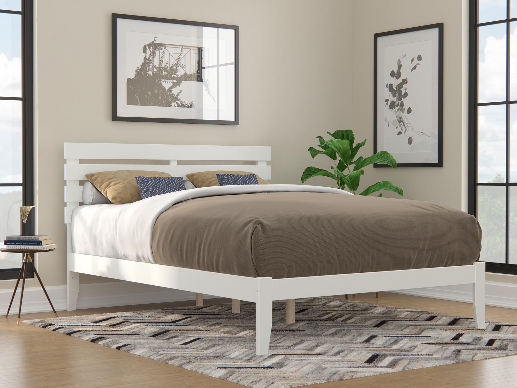 Oxford Queen Bed with USB Turbo Charger in White