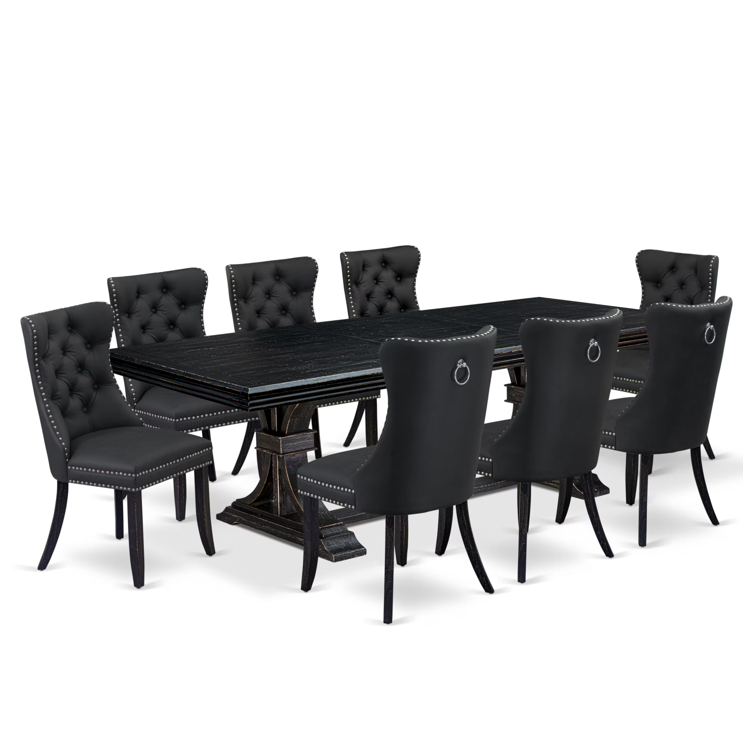 9 Pieces Dining Table Set a Rectangle Table and 8 Dining Chairs
