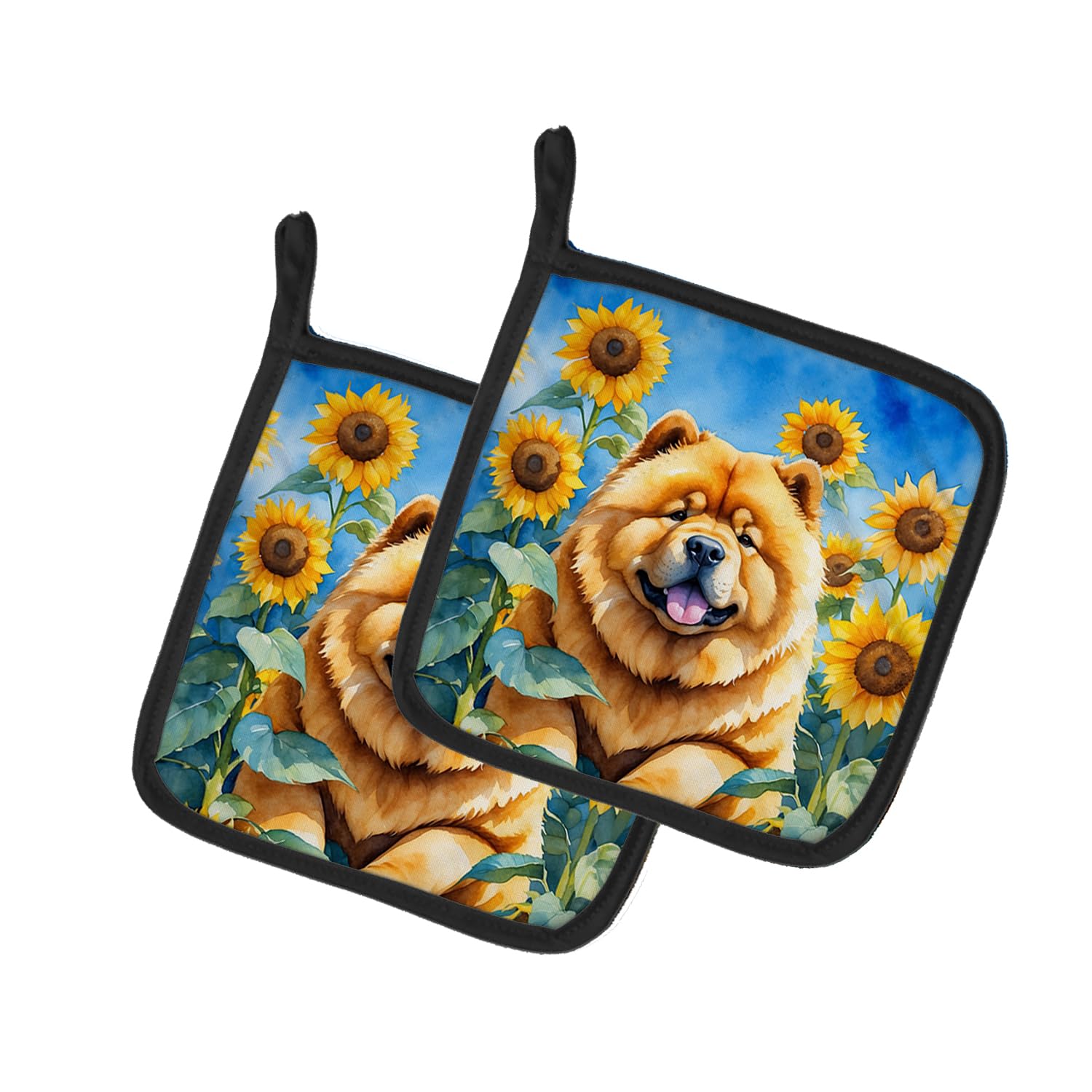 Chow Chow in Sunflowers Pair of Pot Holders