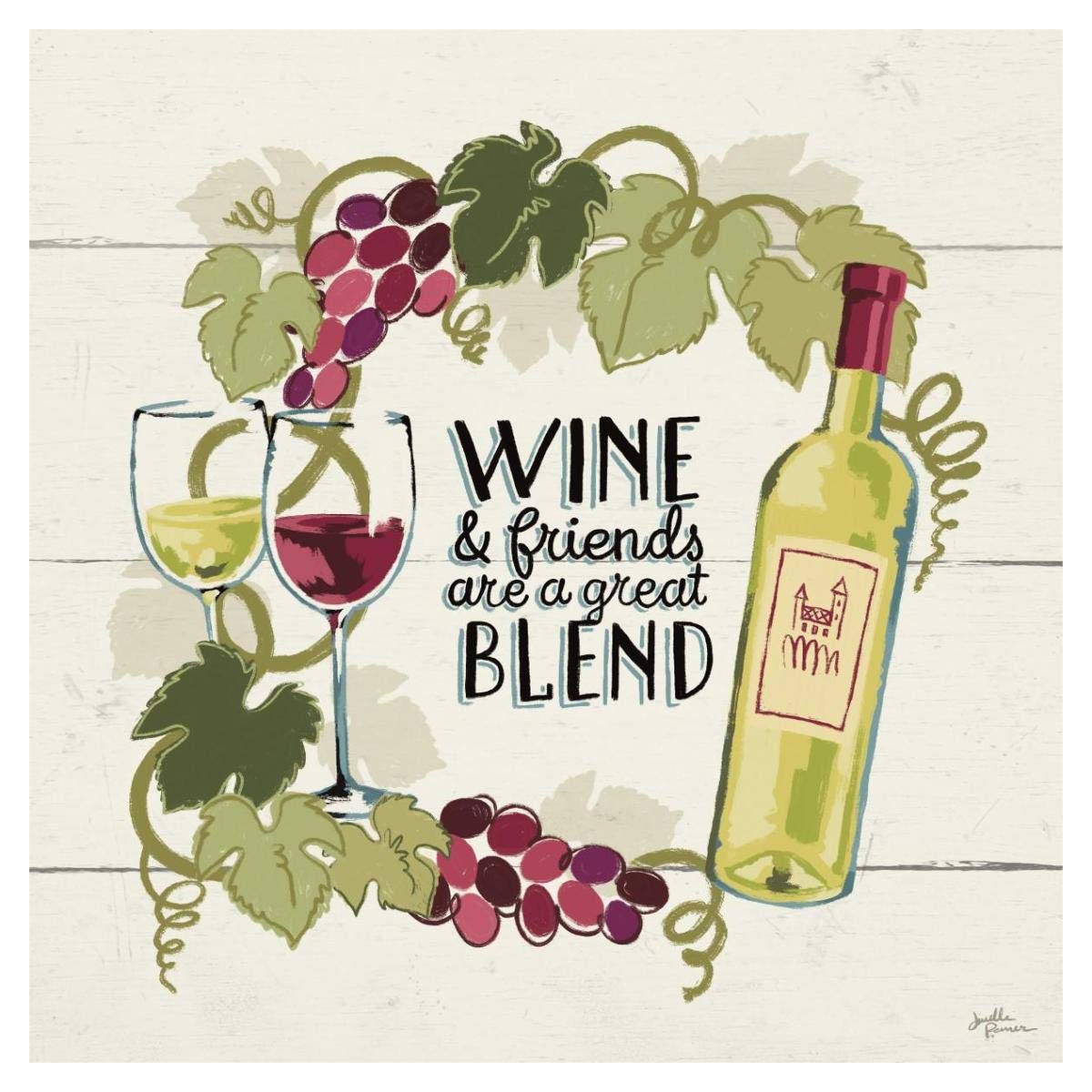 Wine and Friends V -Paper Art-38x38”