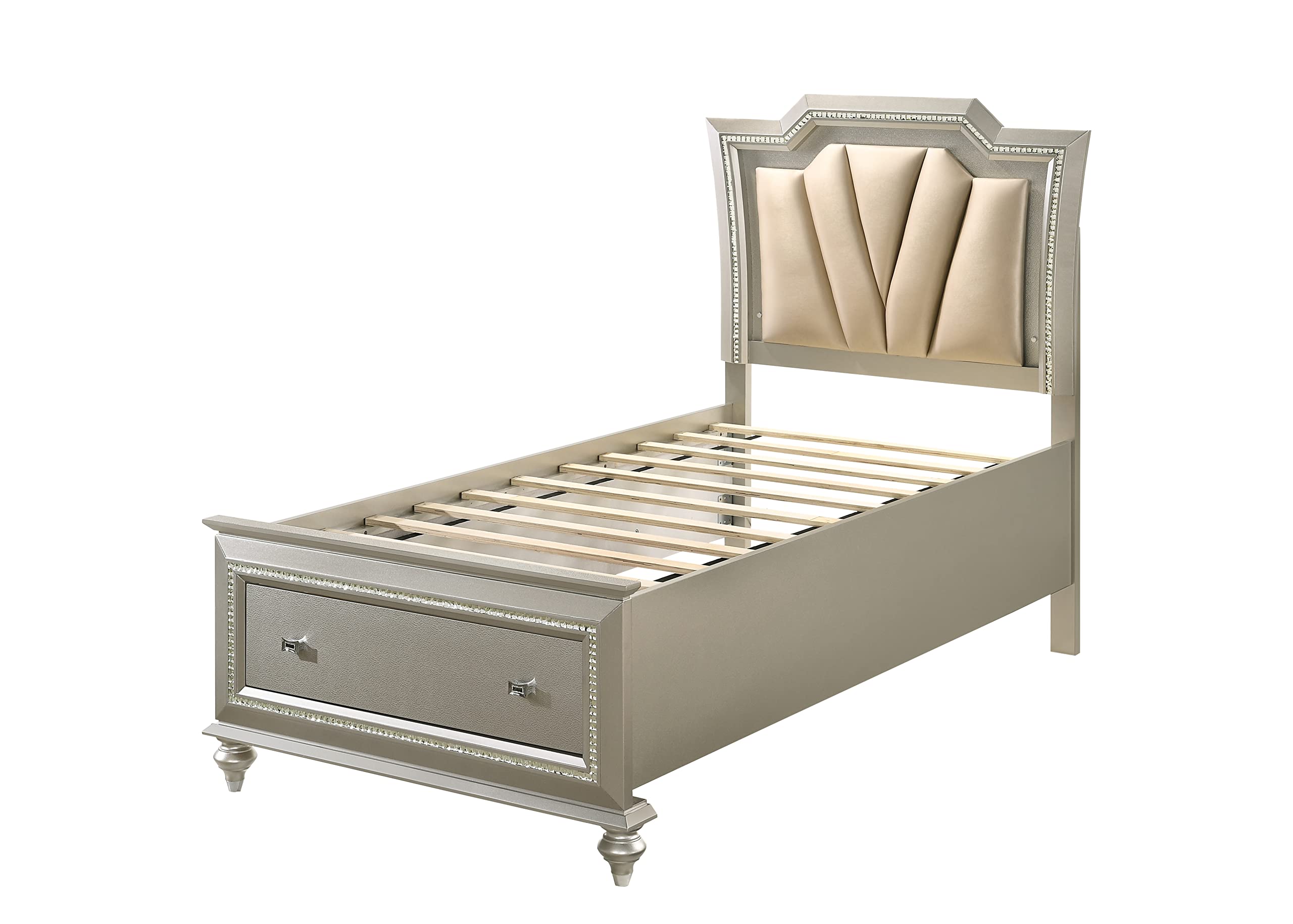 Full Bed w/Storage, PU & Champagne