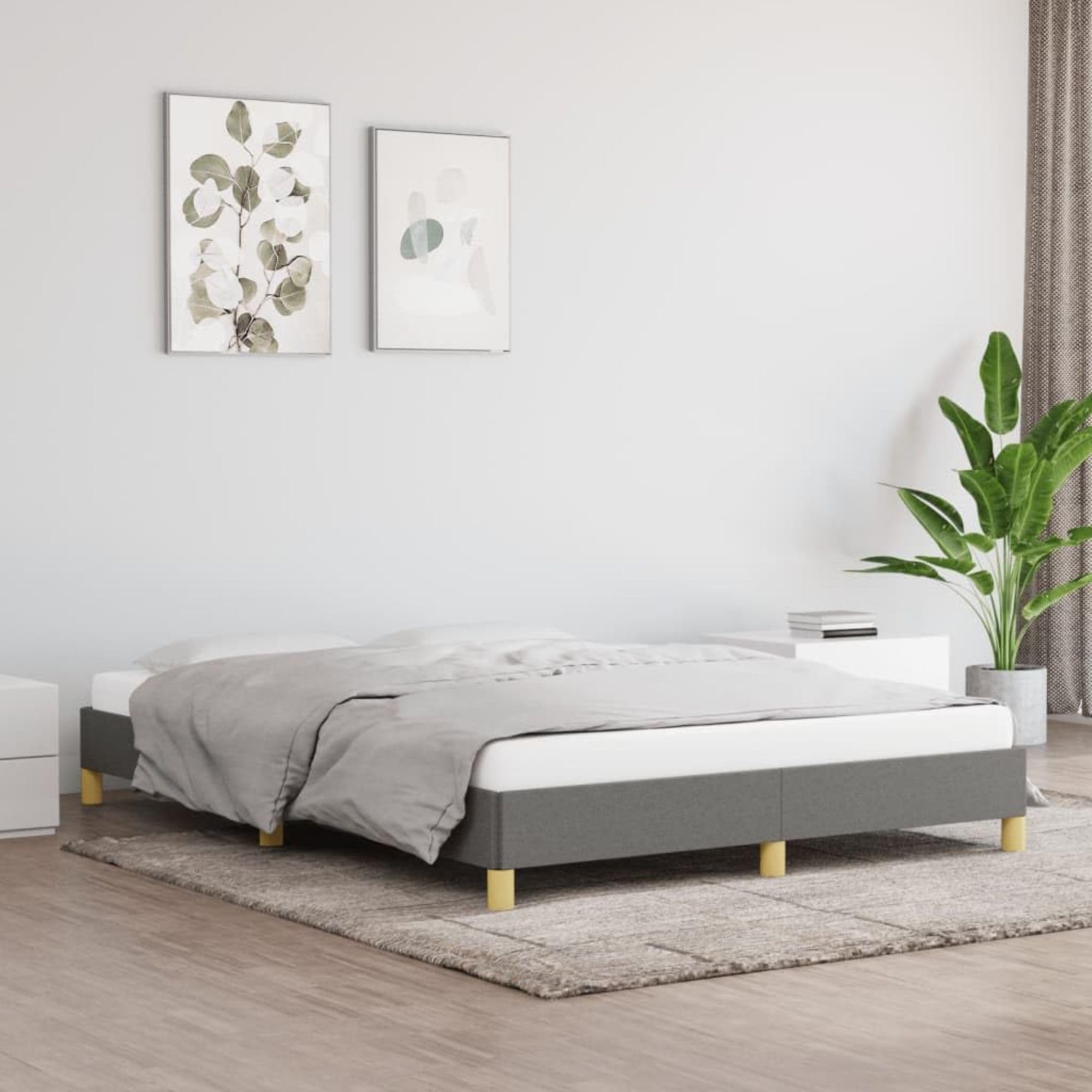 vidaXL Bed Frame Dark Gray 59.8x79.9??Queen Fabric
