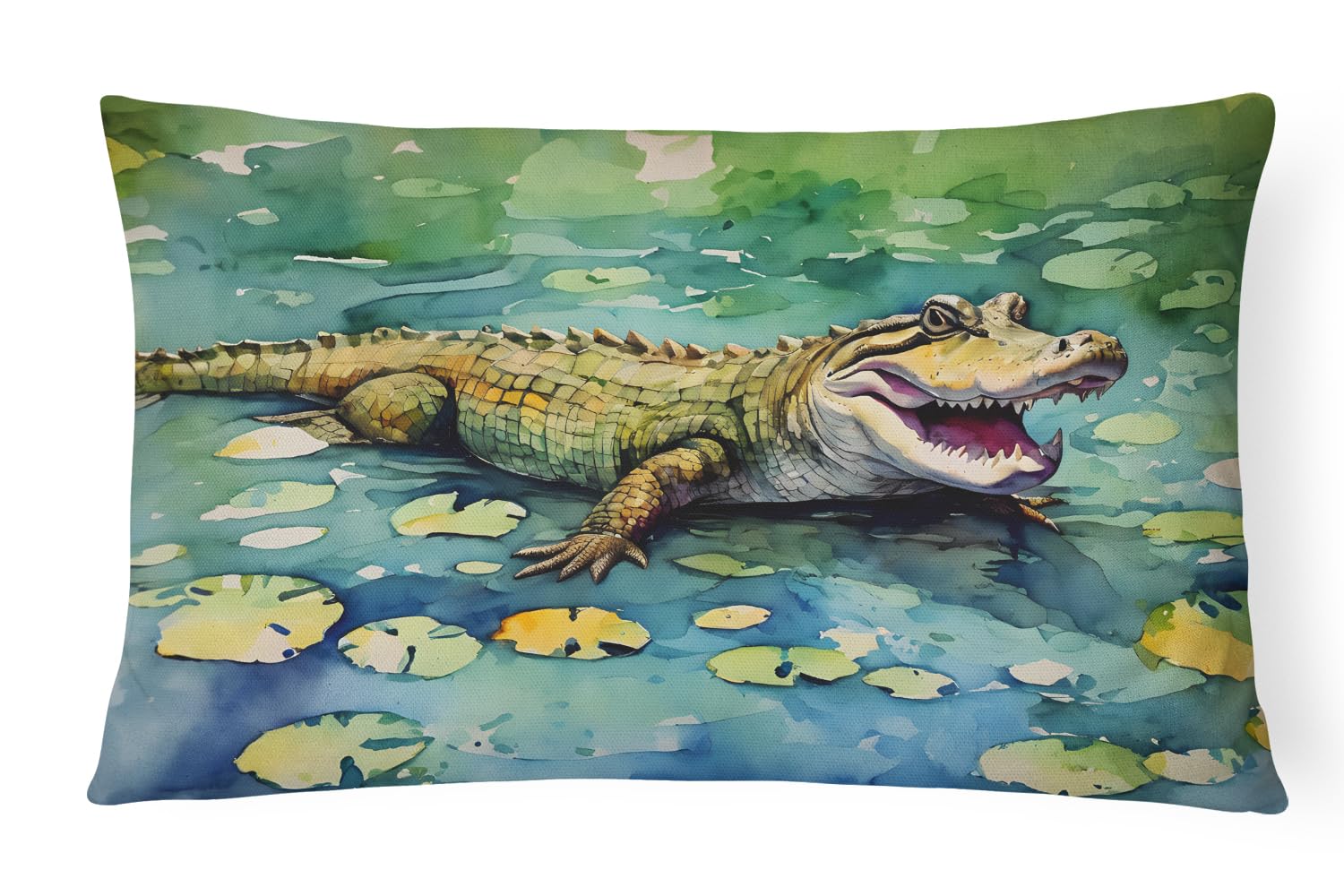 Carolines Treasures DAC2866PW1216 Alligator Throw Pillow Machine Washable, Indoor Outdoor Decorative Pillow for Couch, Bed or Patio, 12HX16W