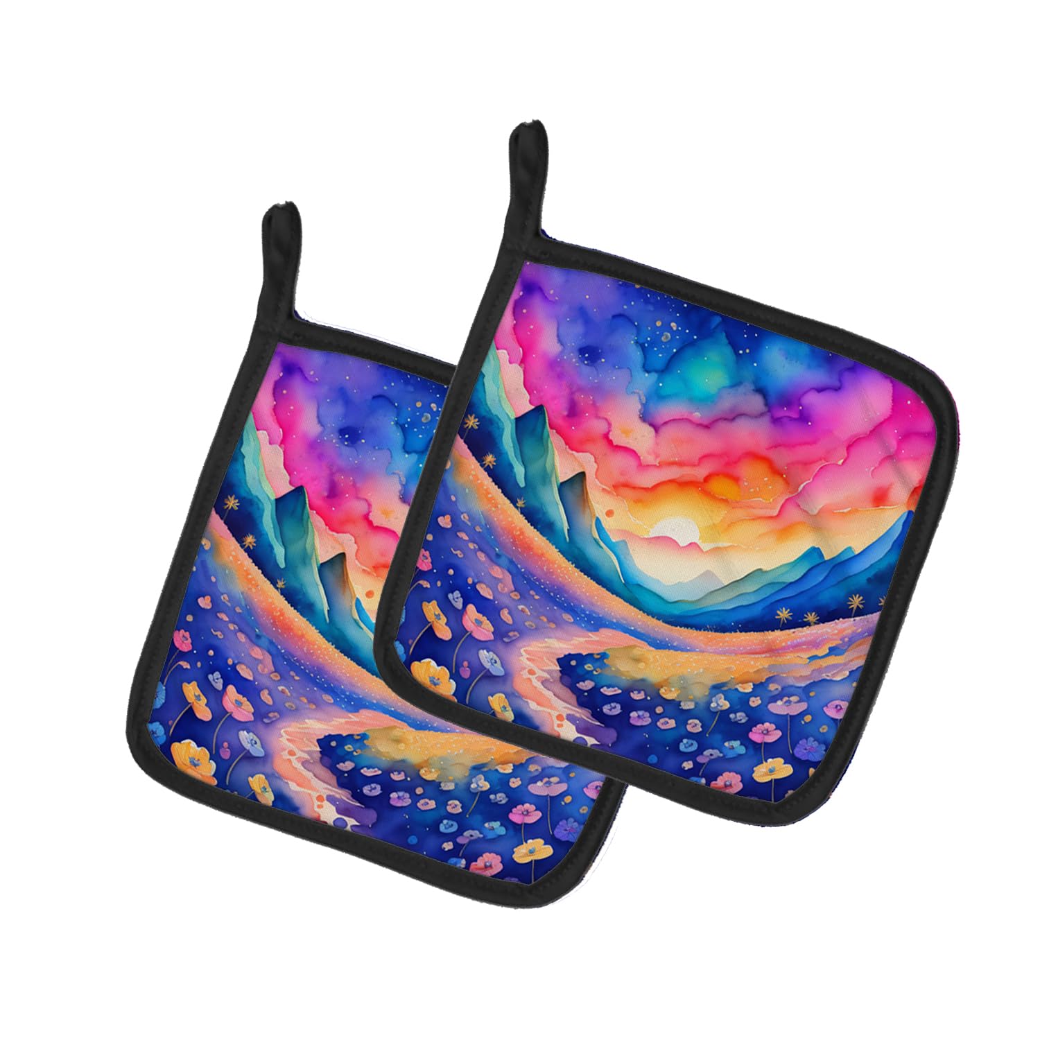 Colorful Periwinkles Pair of Pot Holders