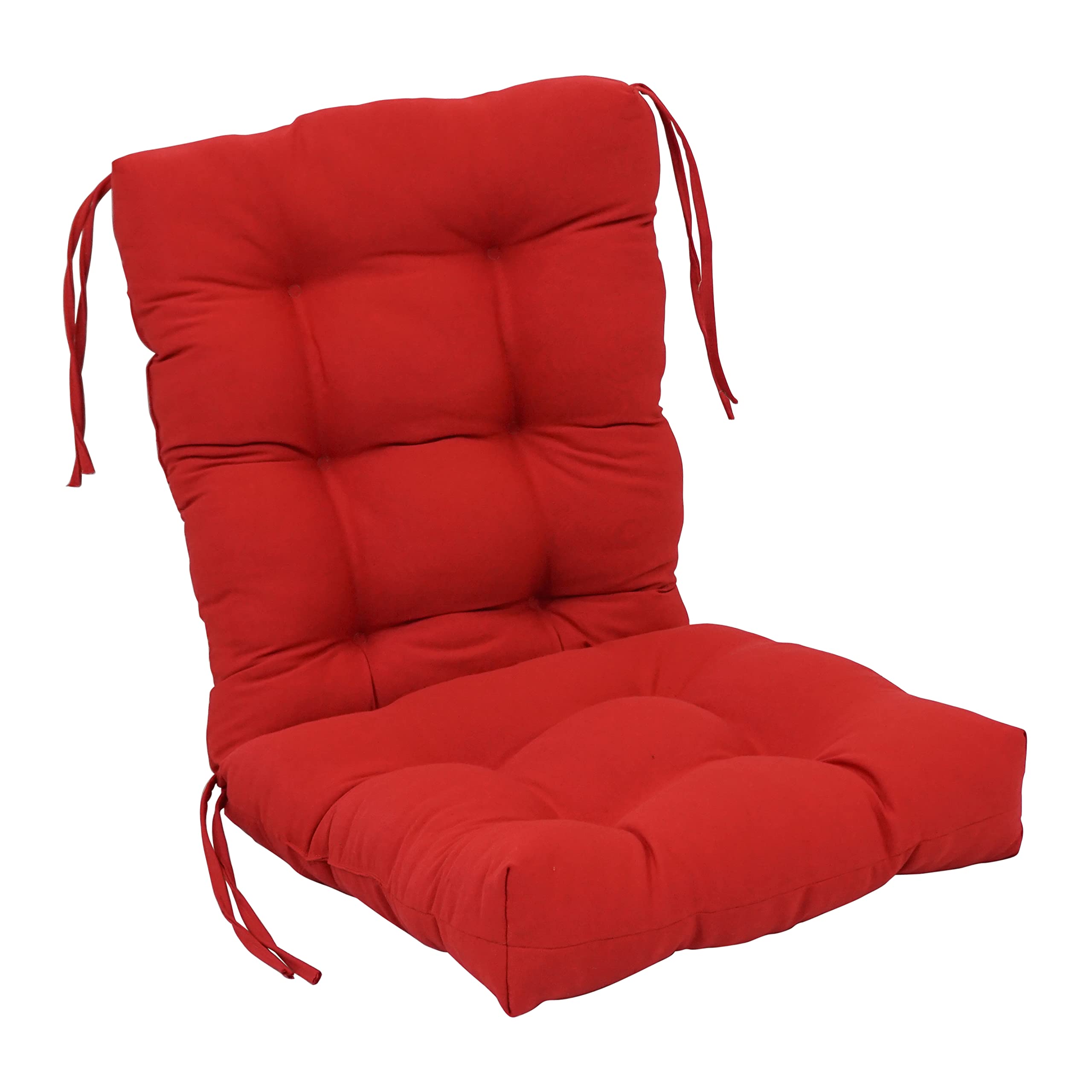 18-inch by 38-inch Solid Twill Tufted Chair Cushion Red-Color