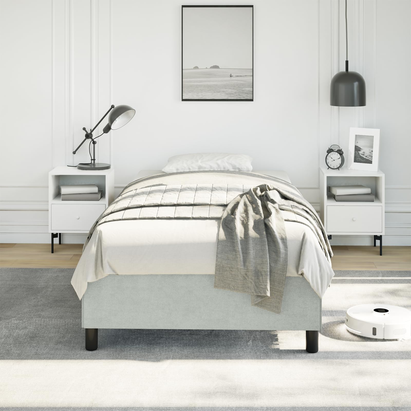 vidaXL Bed Frame Light Gray 39.4x79.9??Twin XL Velvet