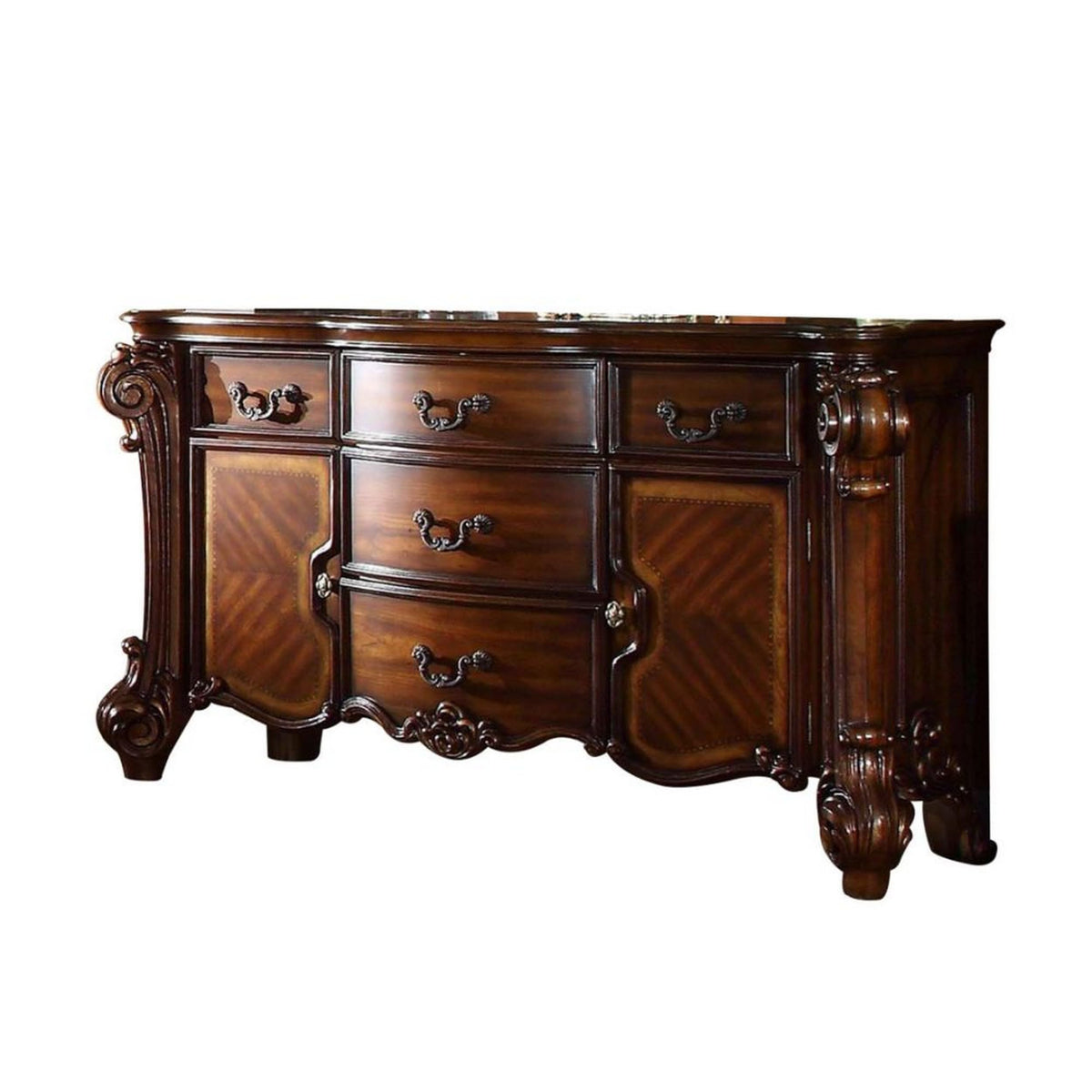Benjara, Brown Benzara Glorious Wooden Dresser With Scrolled Poster Legs