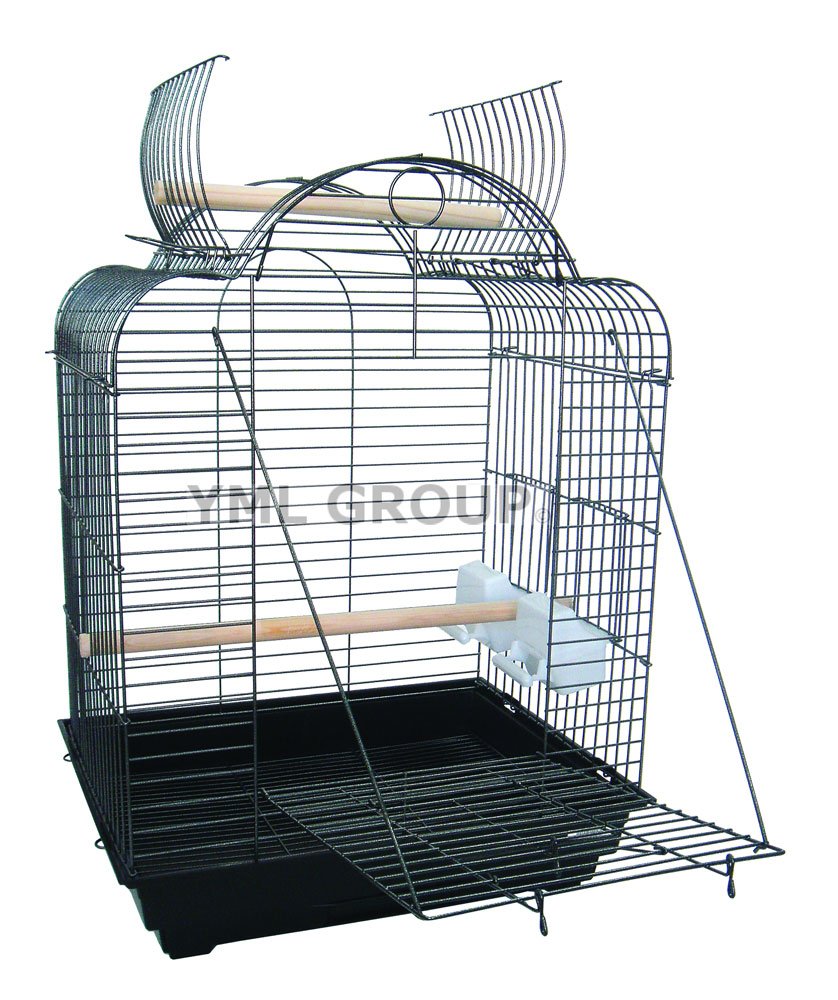 1904 3/4 Bar Spacing Open Dome Top Small Parrot Bird Cage - 20″x16″ In Black″