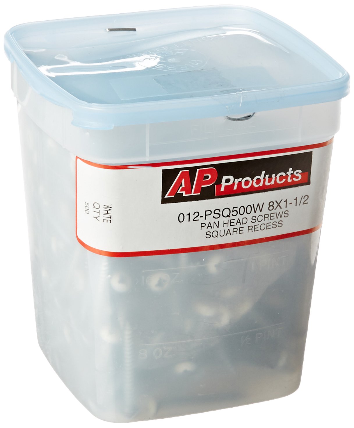 Ap Products 012-Psq500W White 1-1/2 Square Pan Head Screw, (Pack Of 500)