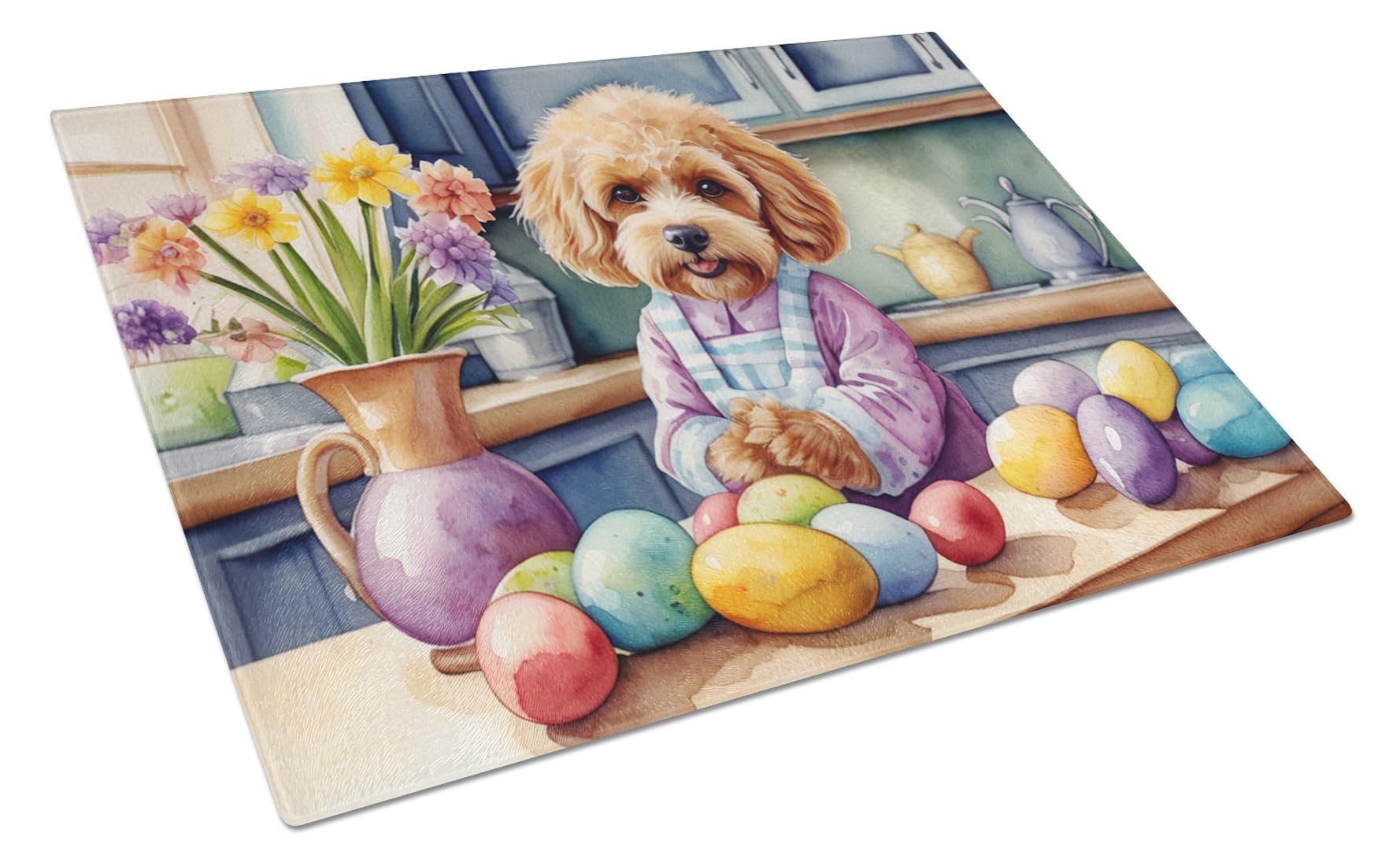 Carolines Treasures DAC6792LCB Decorating Easter Cockapoo Glass Cutting Board Decorative Tempered Glass Kitchen Cutting and Serving Board Large Size Chopping Board