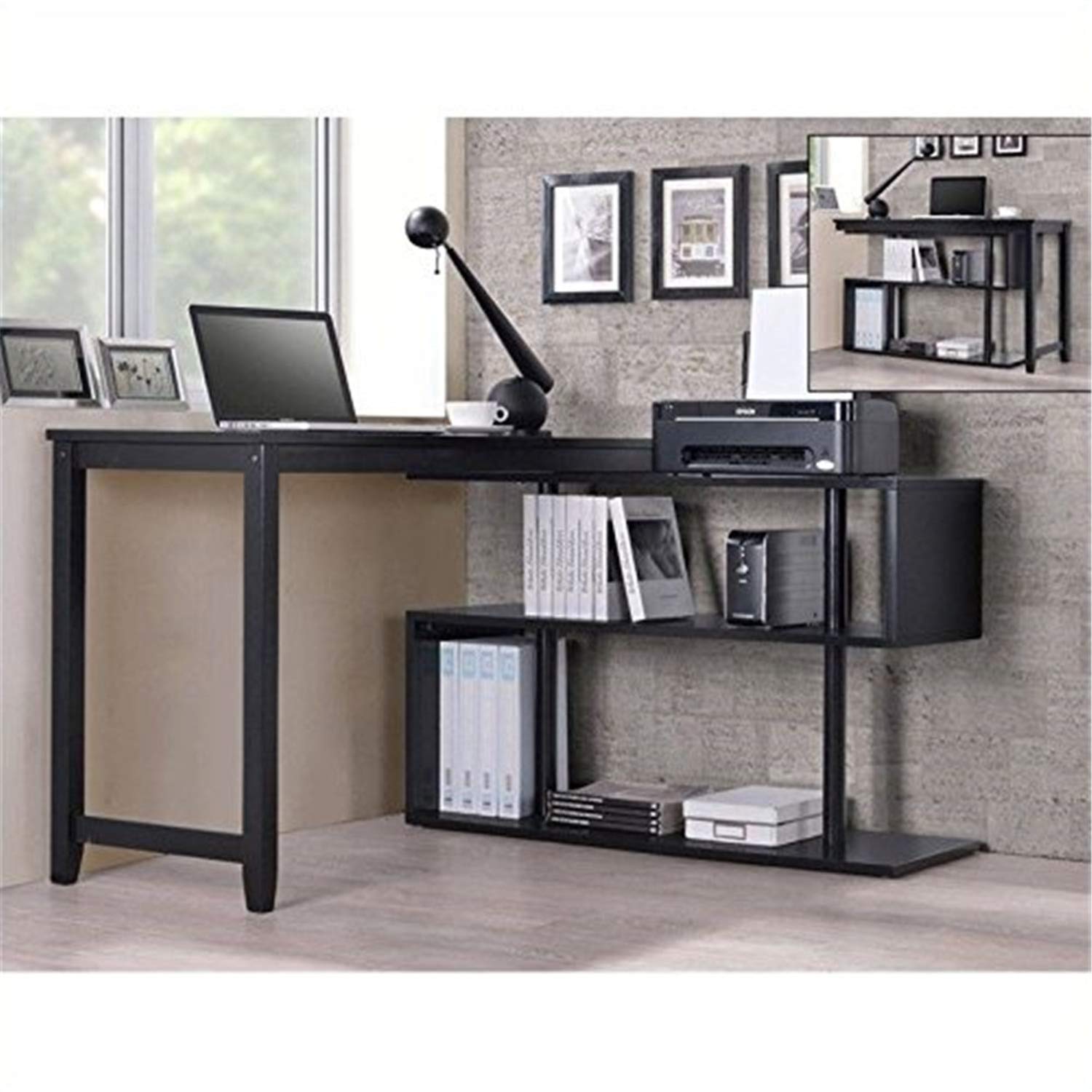 Hamburg Contemporary Virginia Swing Out Desk - Black