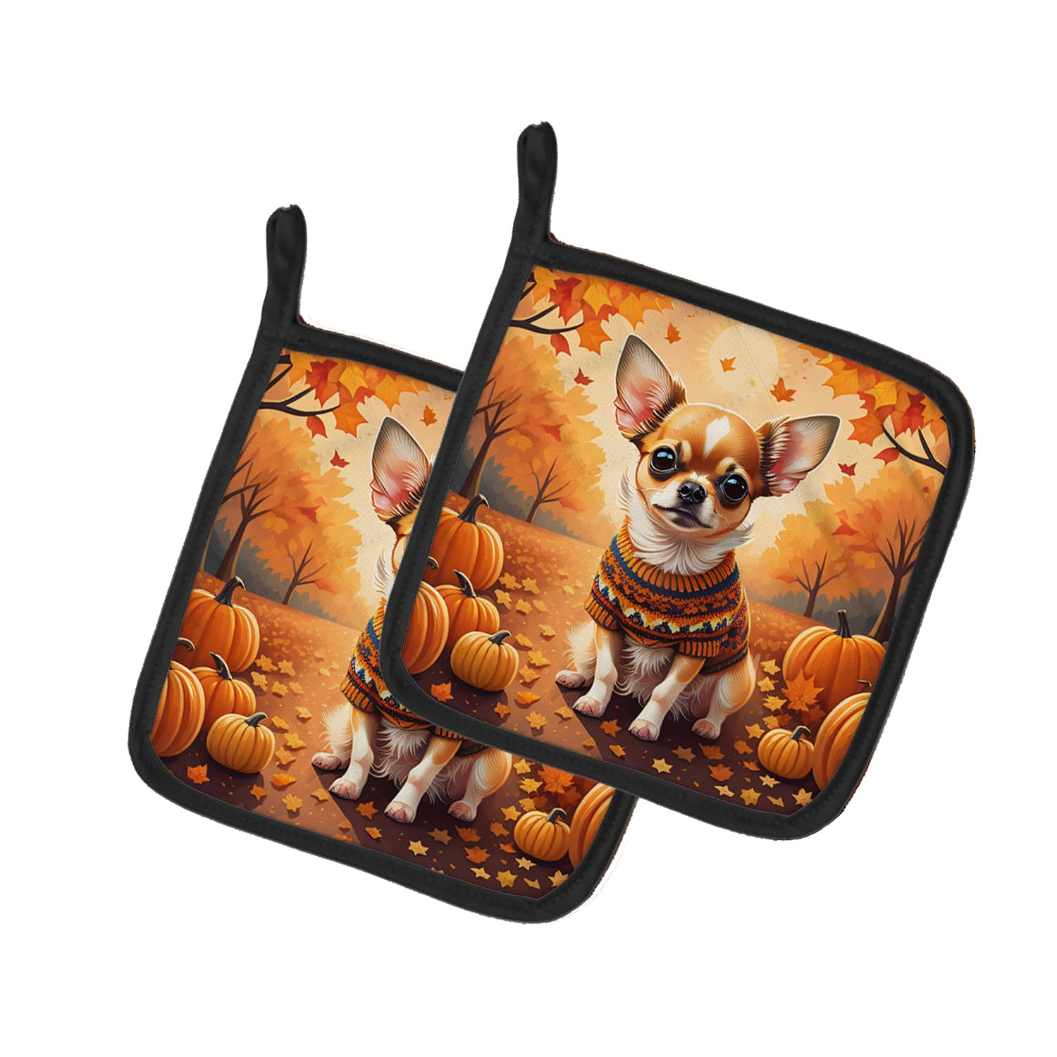 Chihuahua Fall Pair of Pot Holders